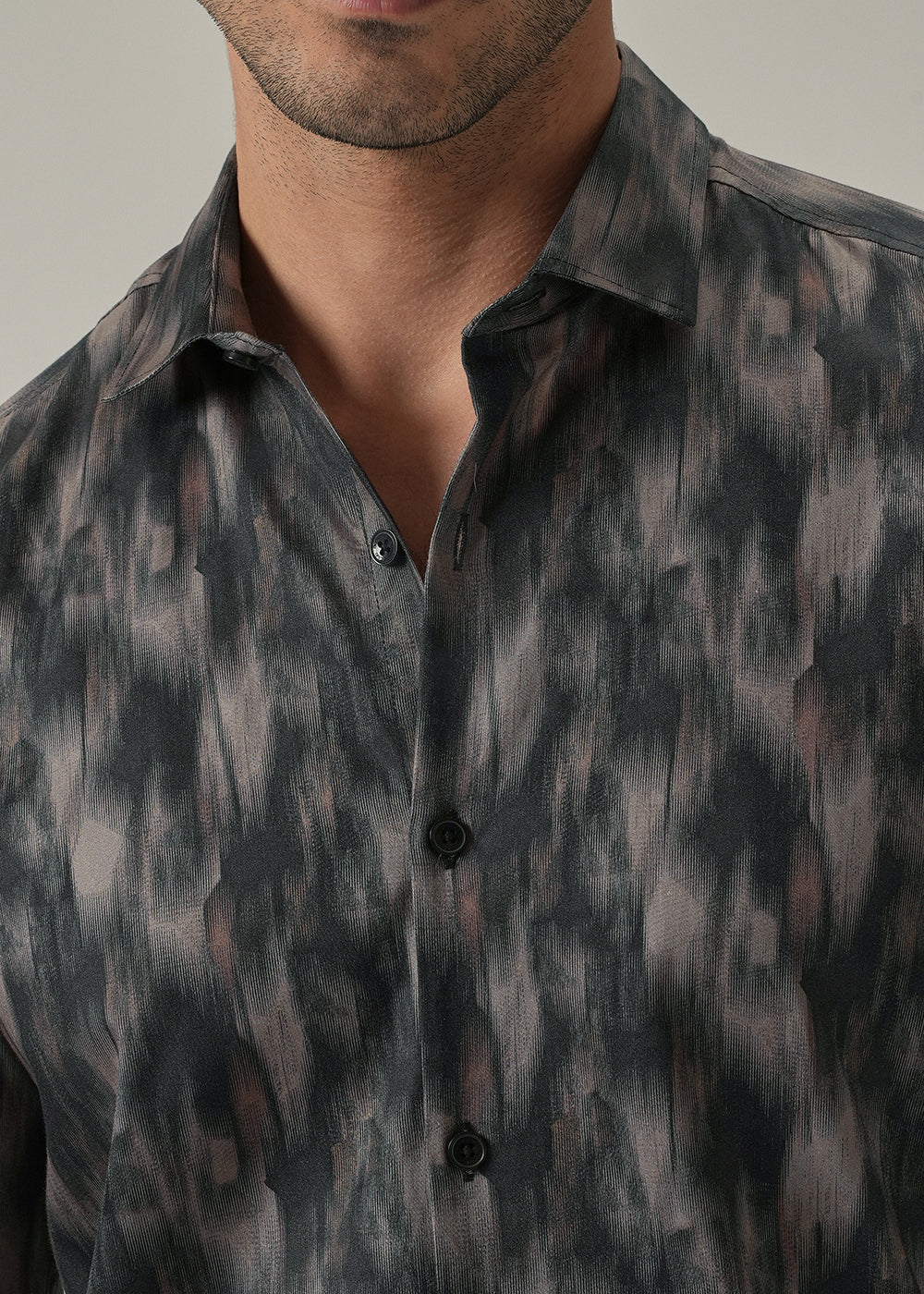Dark Grey Textured Print Shirt - Image 5