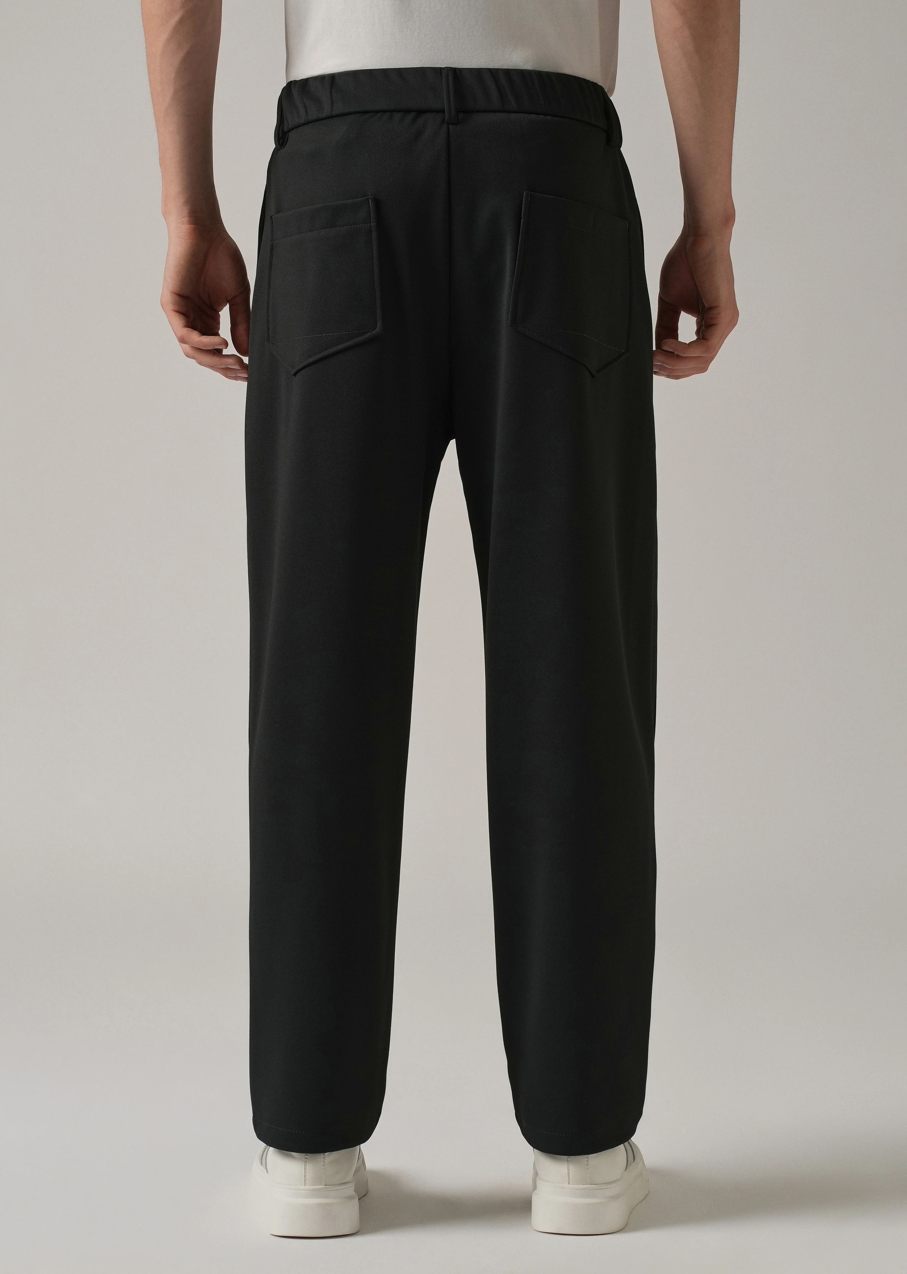 Dark Grey Textured Stretch Pant - Image 2