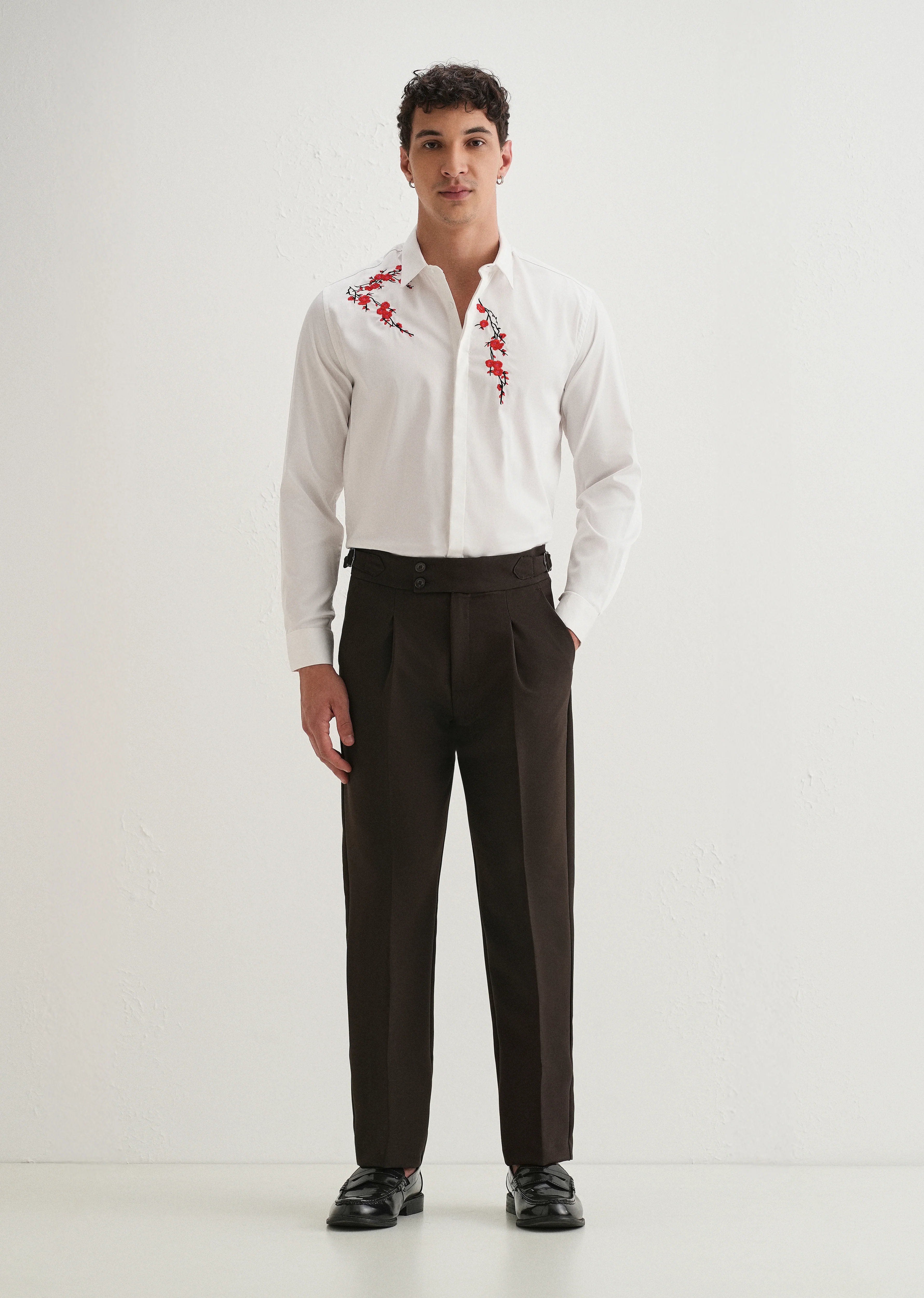 Dark Olive Brown Pleated Gurkha Pant - Image 7