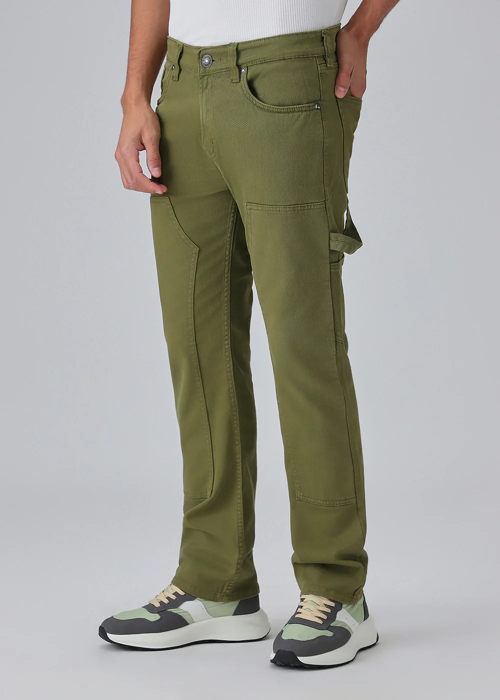 Dark Olive Green Cargo Denim - Image 4