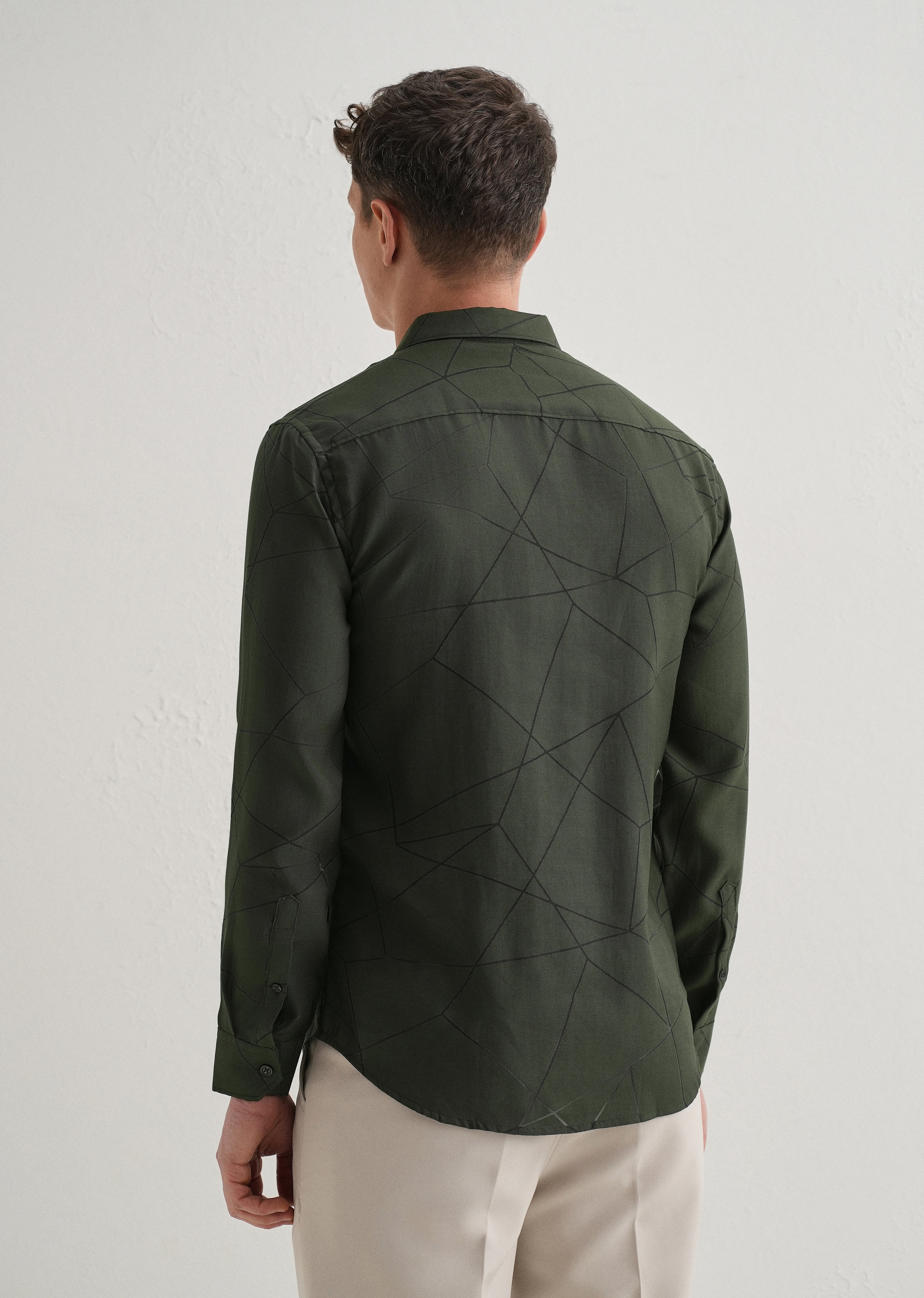Dark Olive Laser Cut Shirt - Image 2