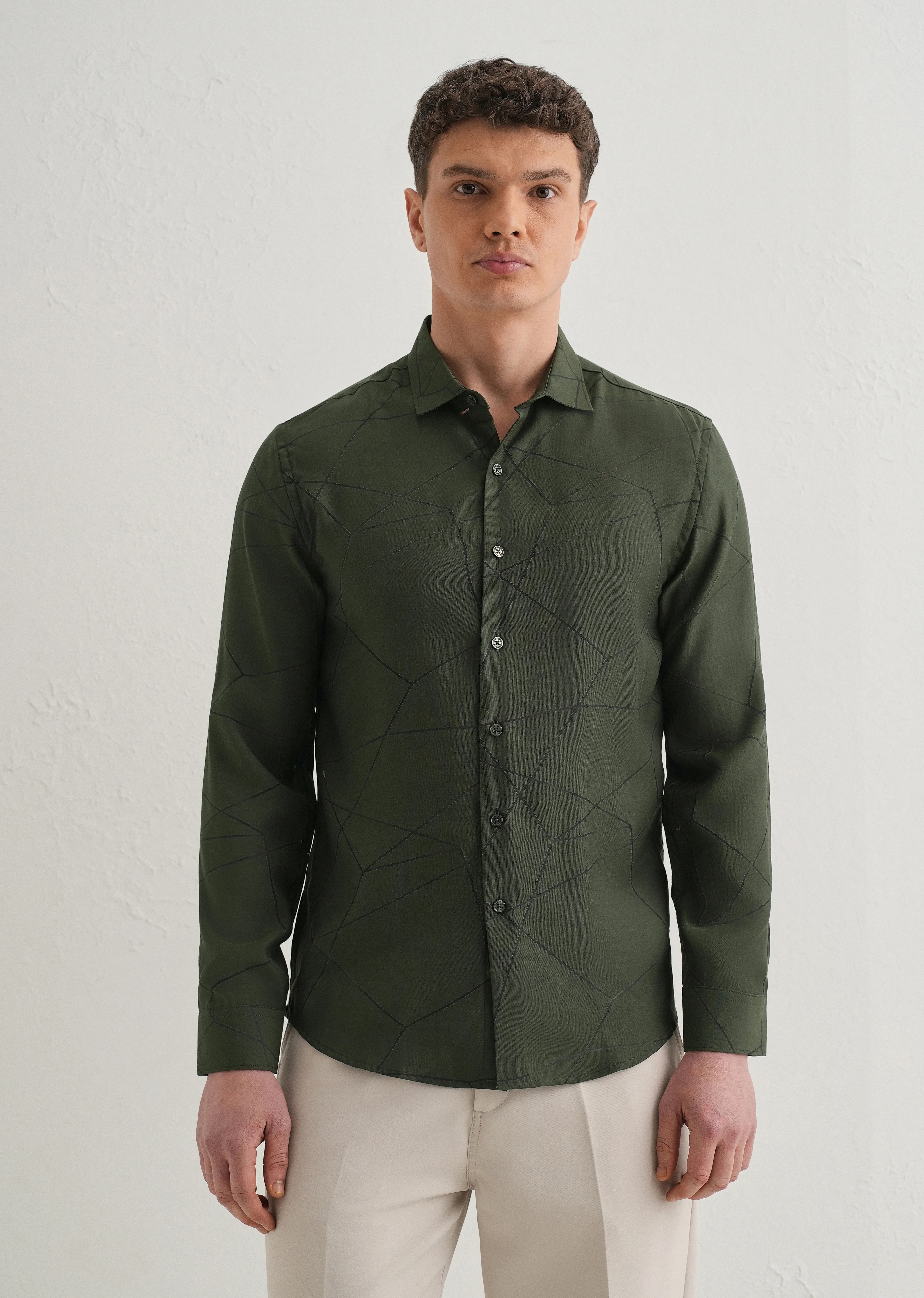Dark Olive Laser Cut Shirt - Image 3