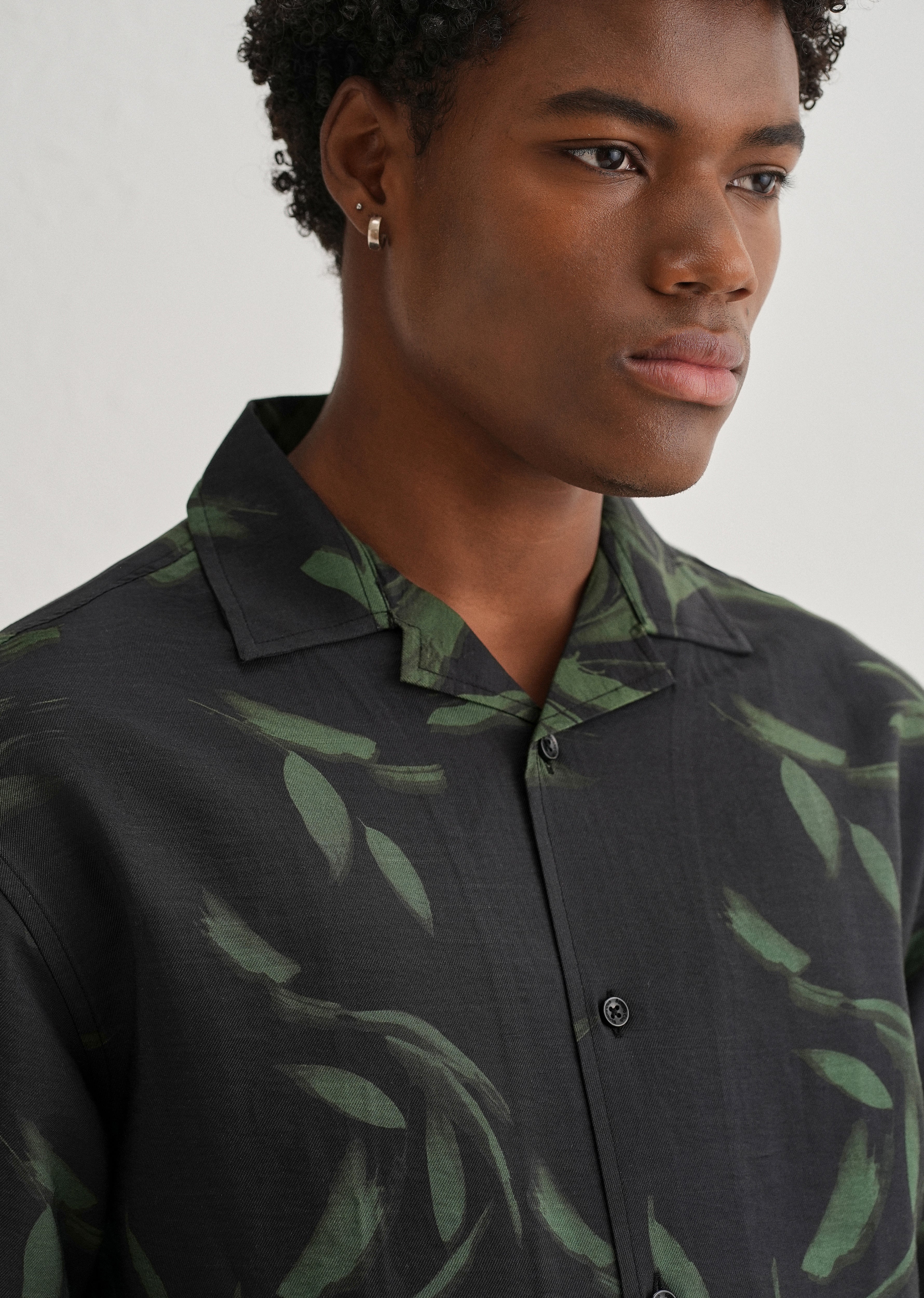Dark Olive Leaf Printed Shirt - Image 5