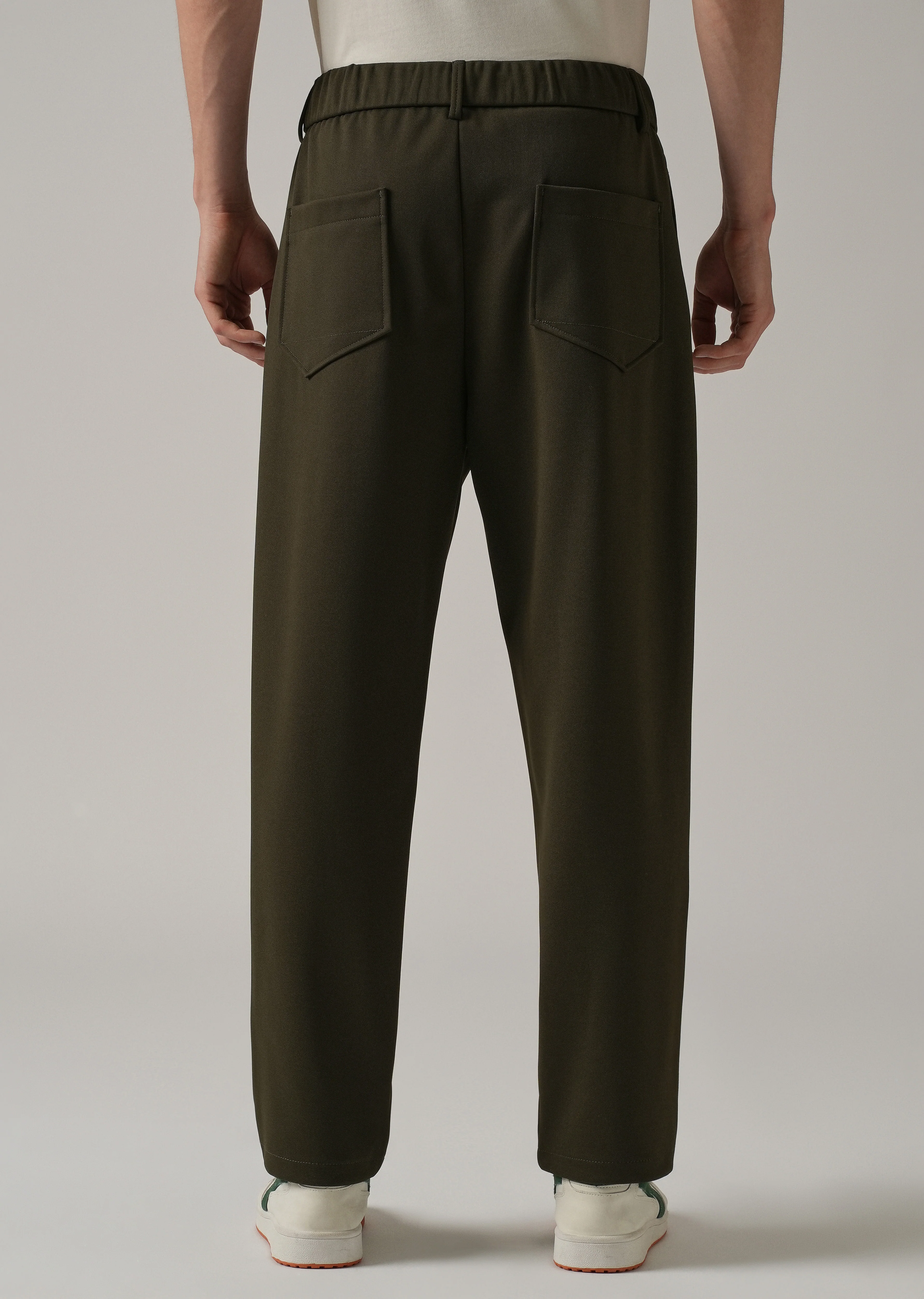 Dark Olive Textured Stretch Pant - Image 2