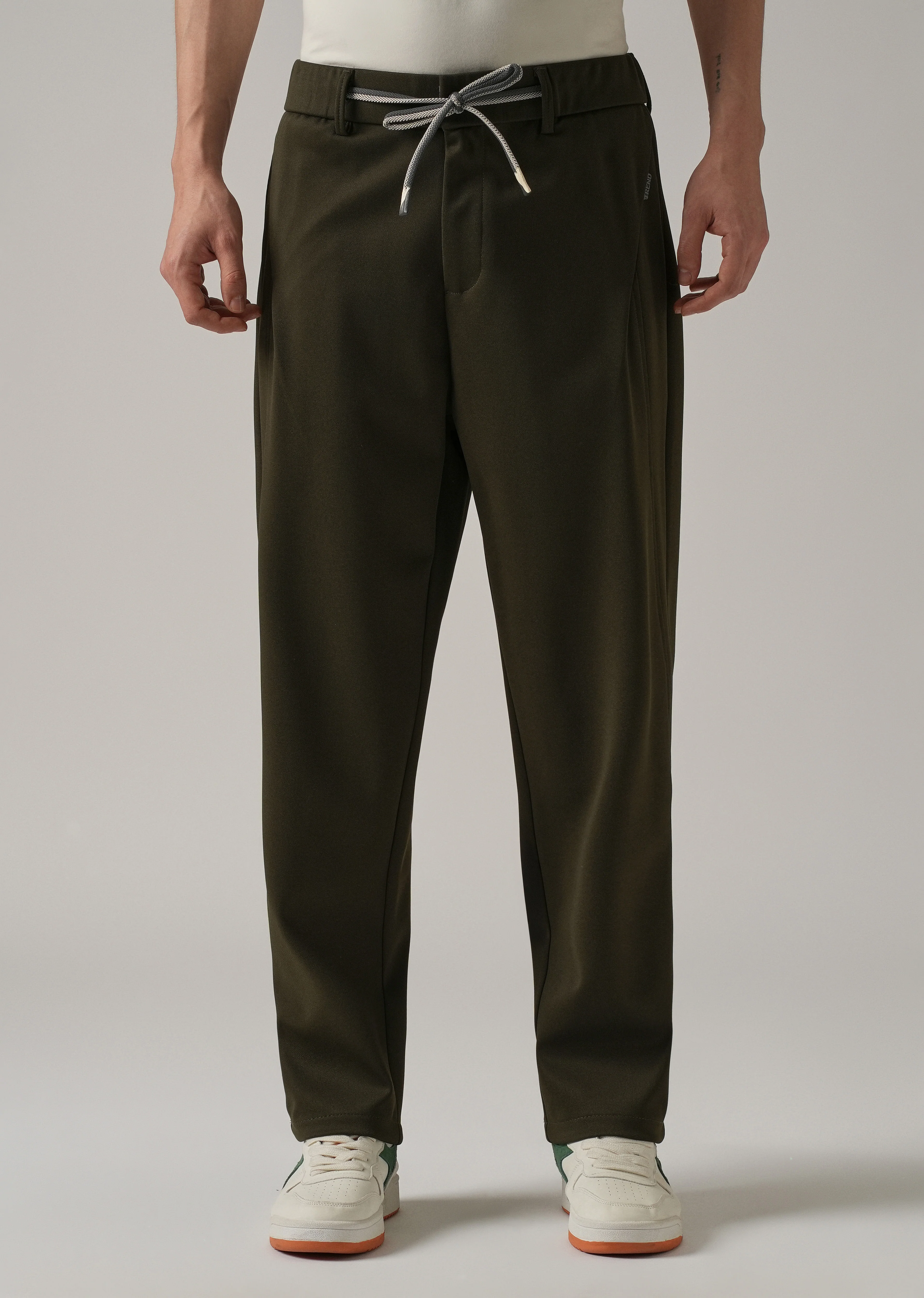 Dark Olive Textured Stretch Pant - Image 3
