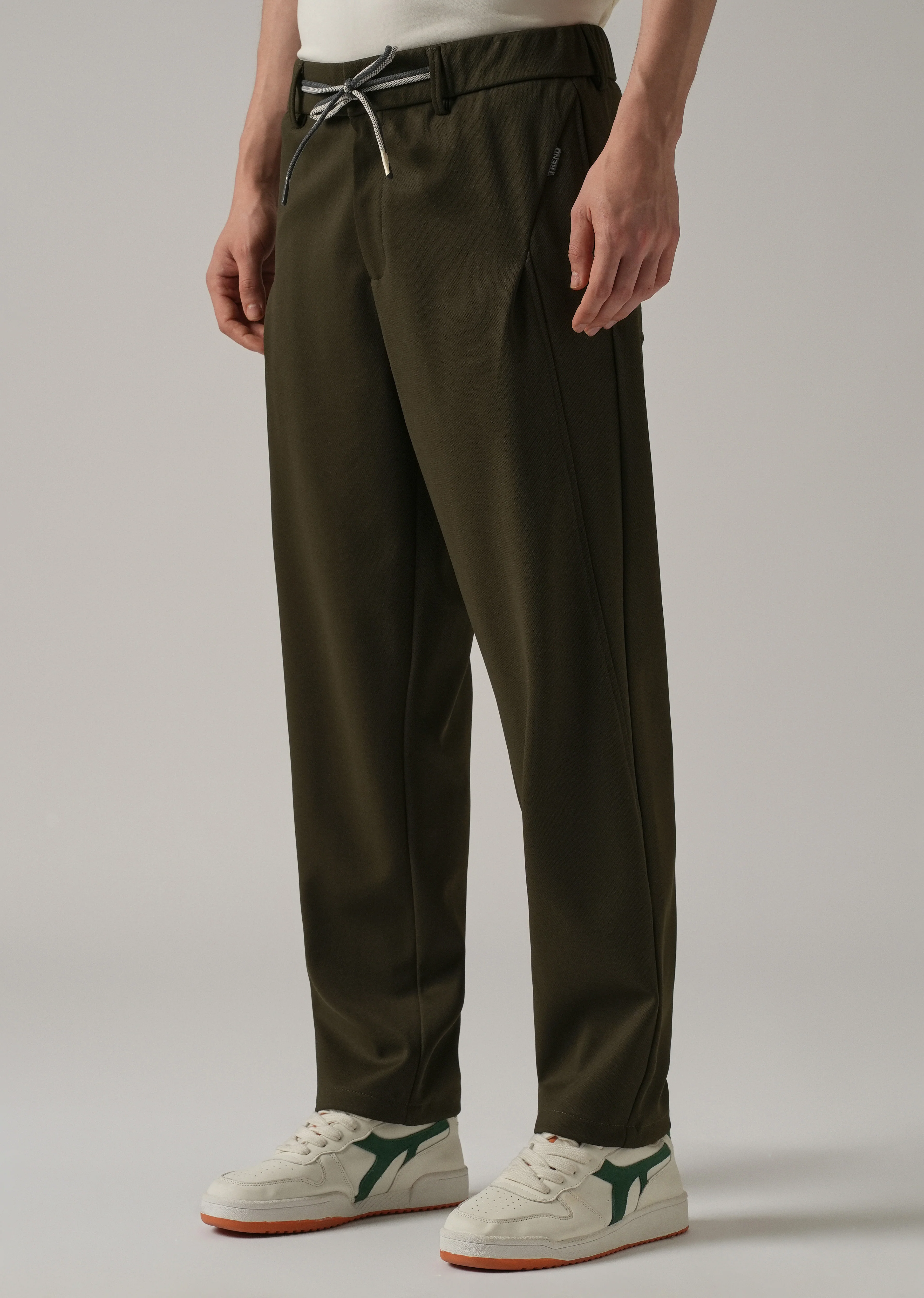 Dark Olive Textured Stretch Pant - Image 4