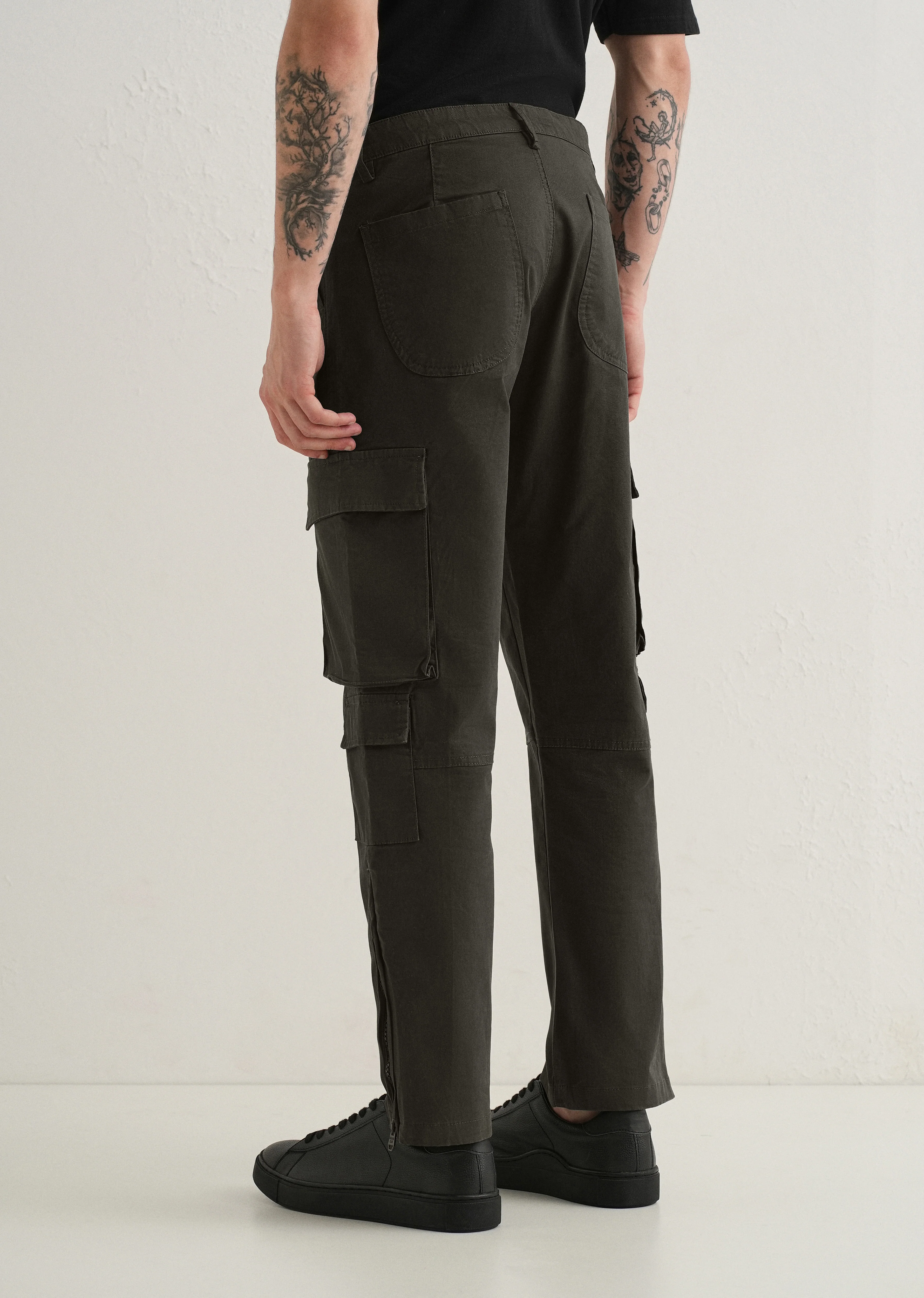 Dark Olive Zipper Cargo Pant - Image 2