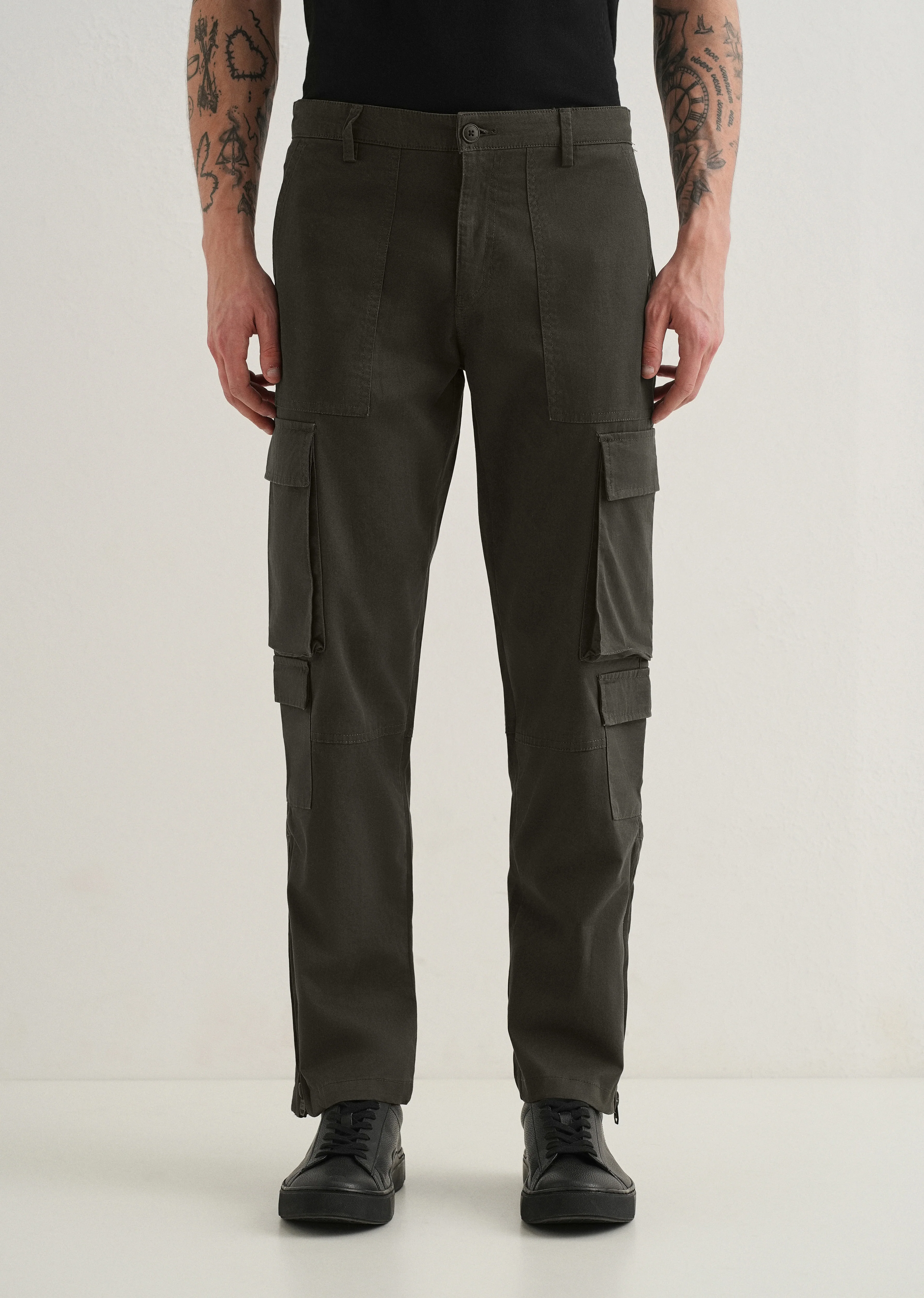 Dark Olive Zipper Cargo Pant - Image 3