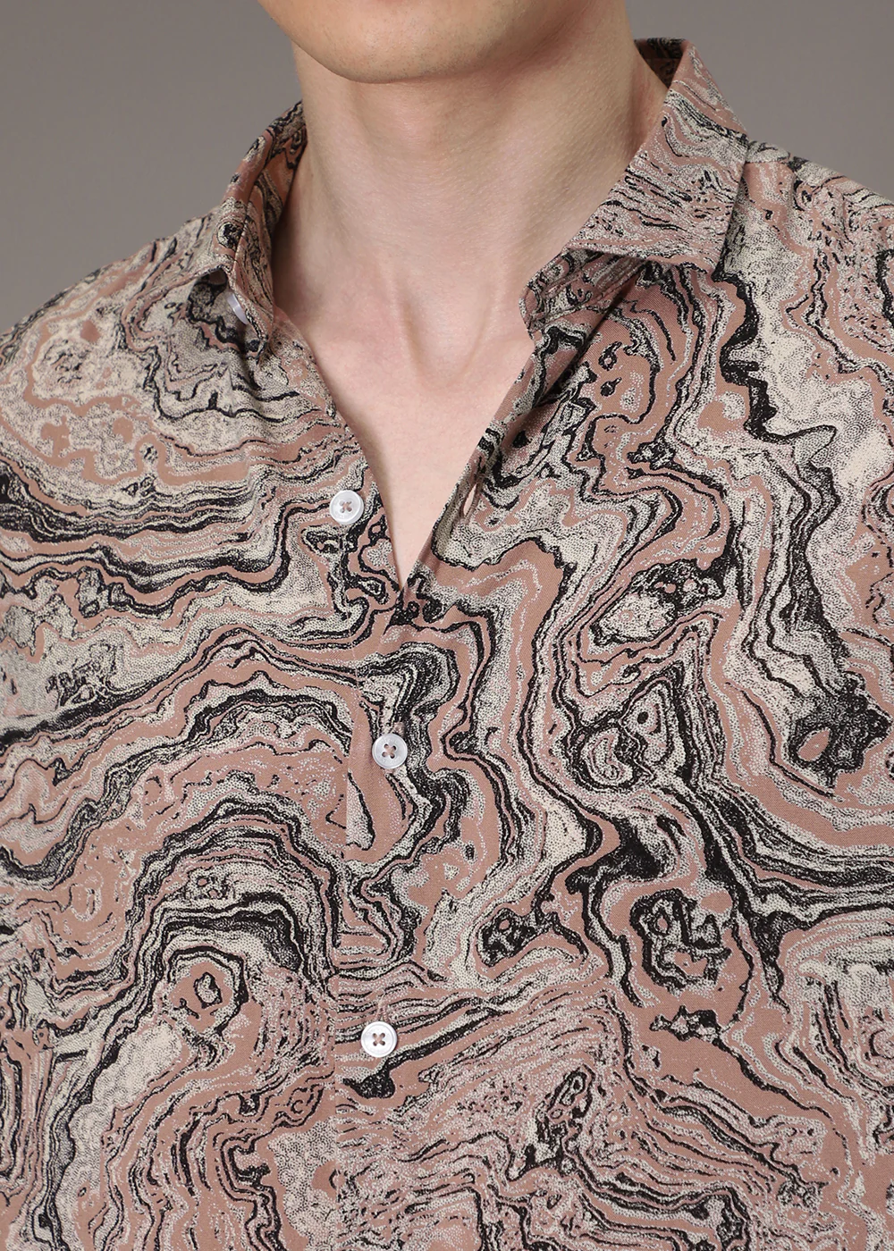 Dark Peach Marble Wash Feather Shirt - Image 2
