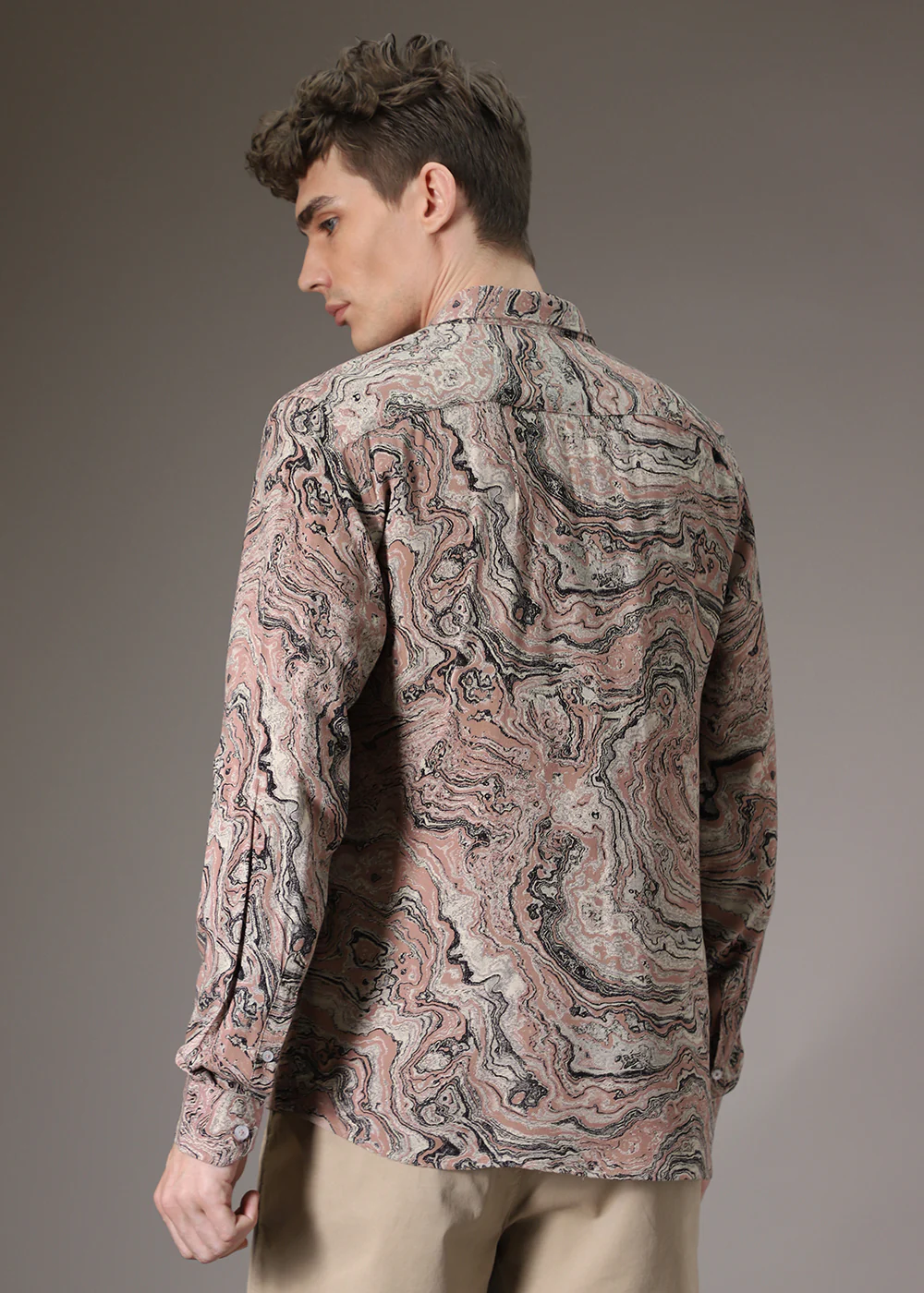 Dark Peach Marble Wash Feather Shirt - Image 4