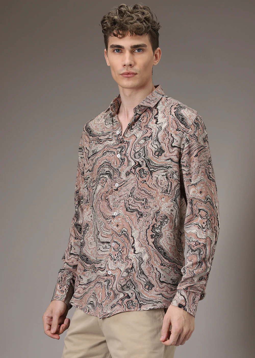 Dark Peach Marble Wash Feather Shirt - Image 5