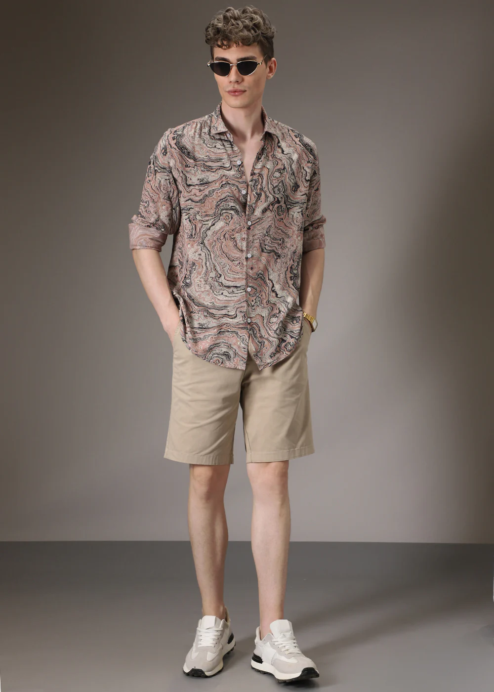Dark Peach Marble Wash Feather Shirt - Image 7
