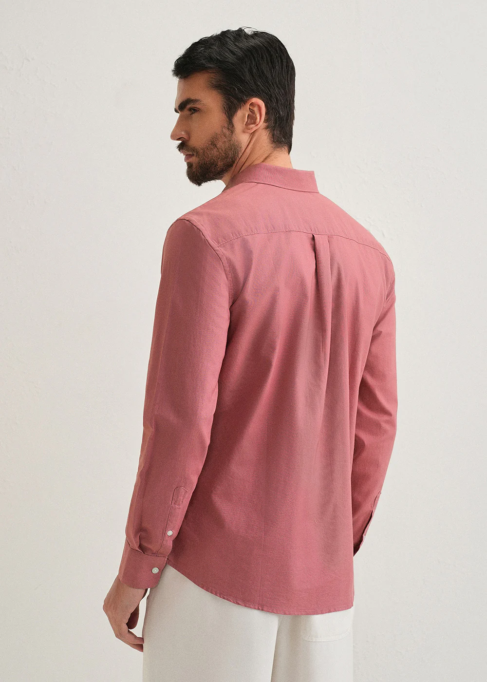 Dark Peach Plain Cotton Oxford Shirt - Image 2