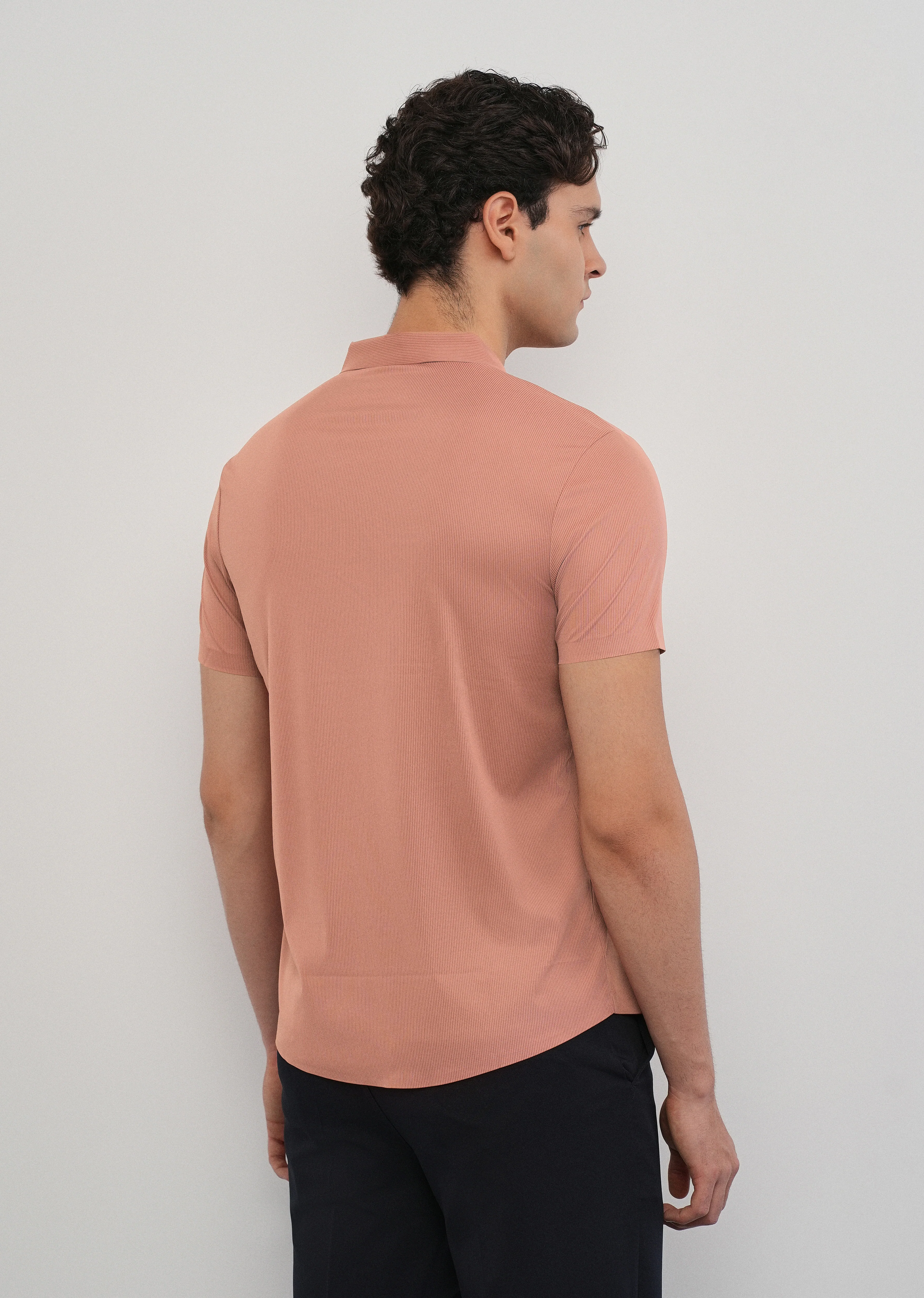 Dark Peach Stitchless Stripe Shirt - Image 3