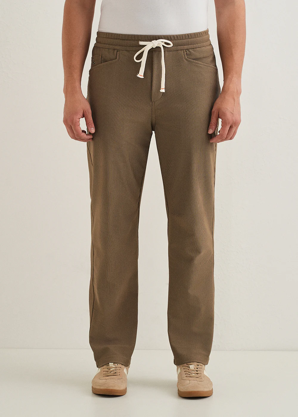 Dark Taupe Straight Fit Corduroy Pants - Image 4