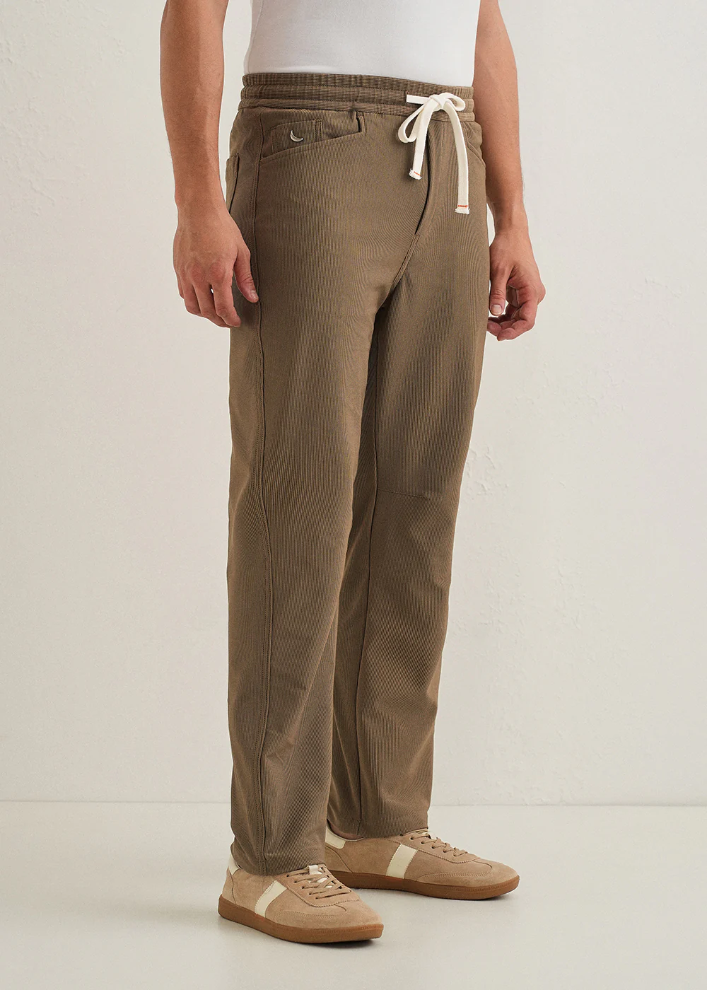Dark Taupe Straight Fit Corduroy Pants - Image 5