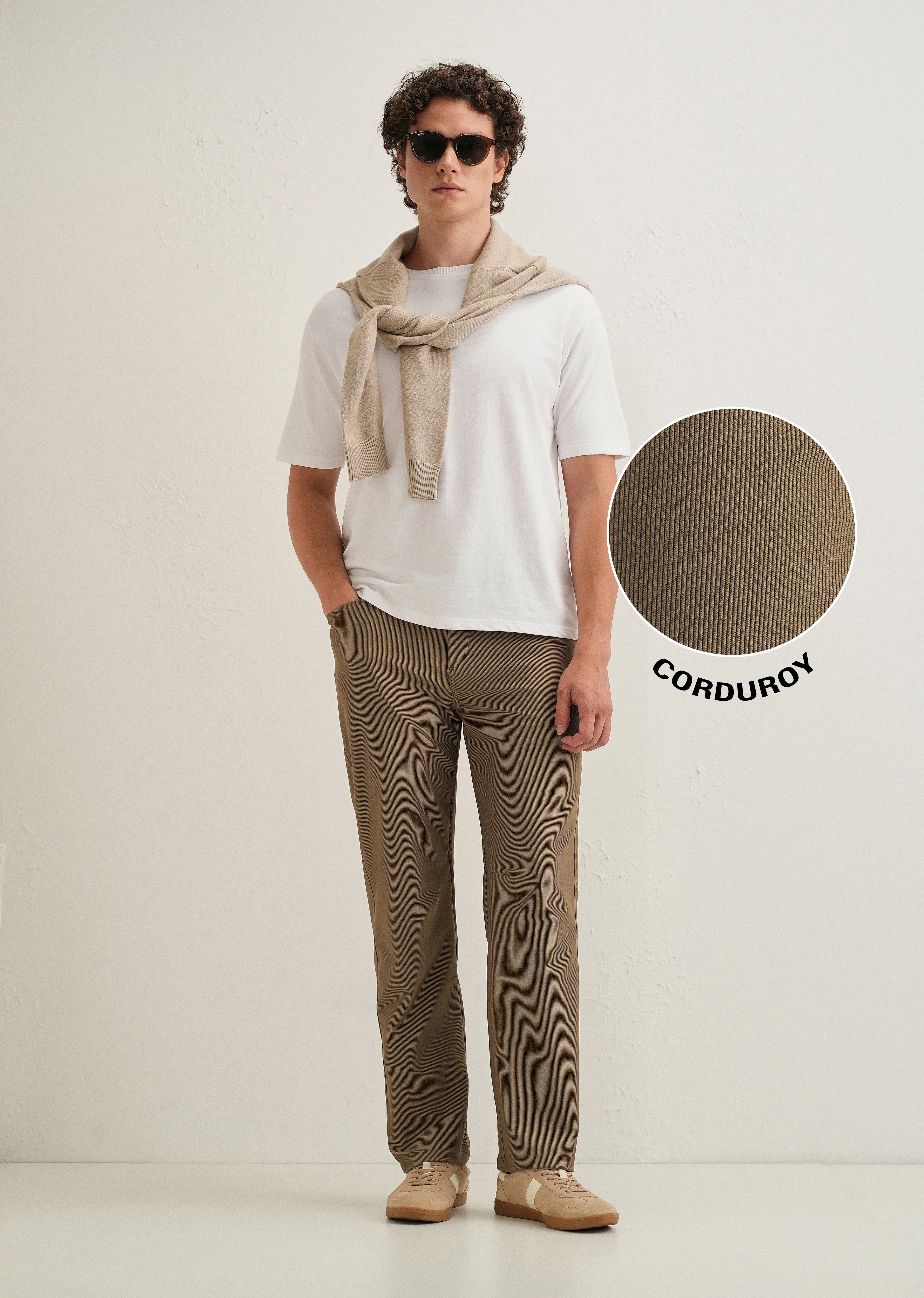 Dark Taupe Straight Fit Corduroy Pants - Image 6