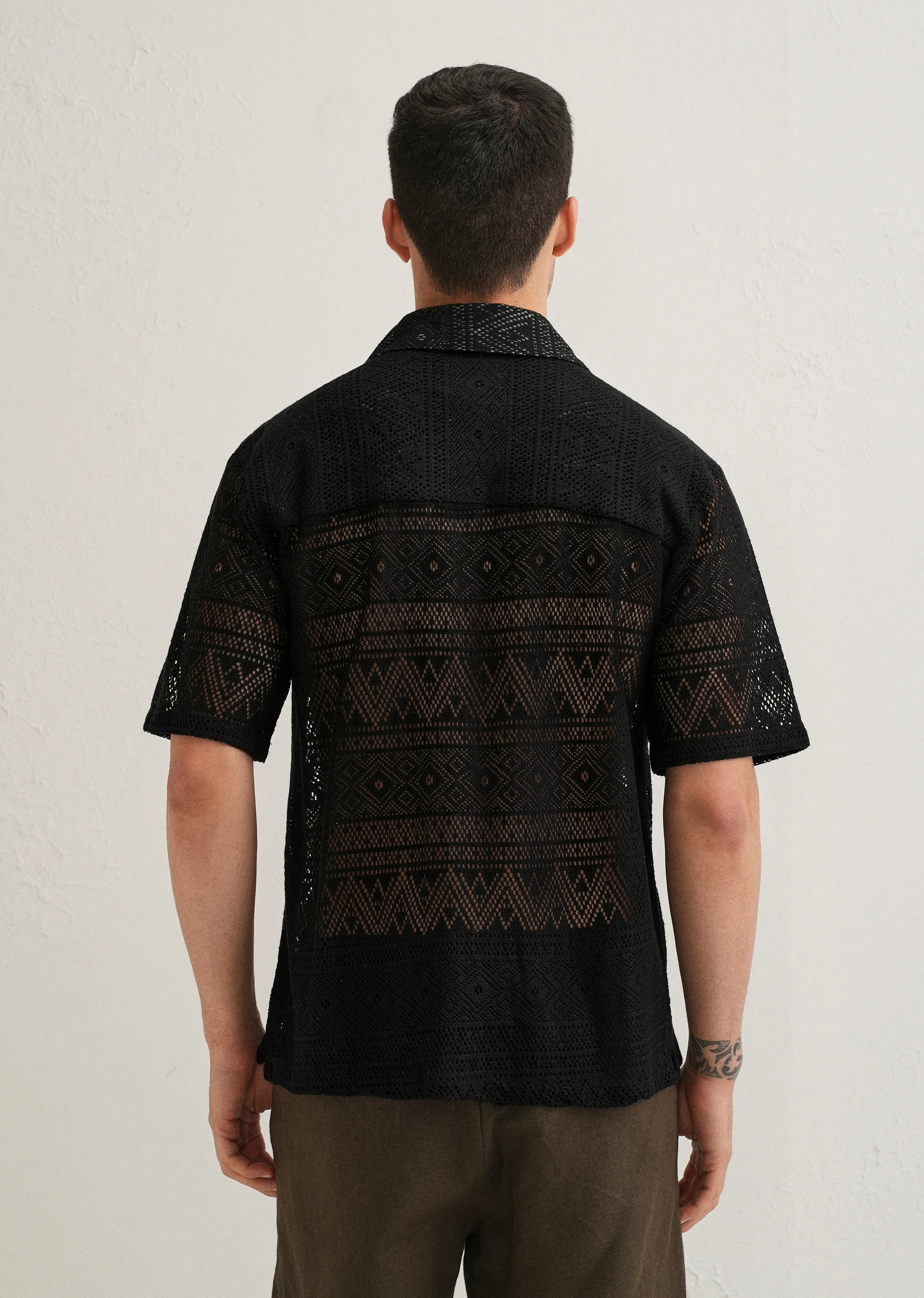 Deep Black Crochet Shirt - Image 2