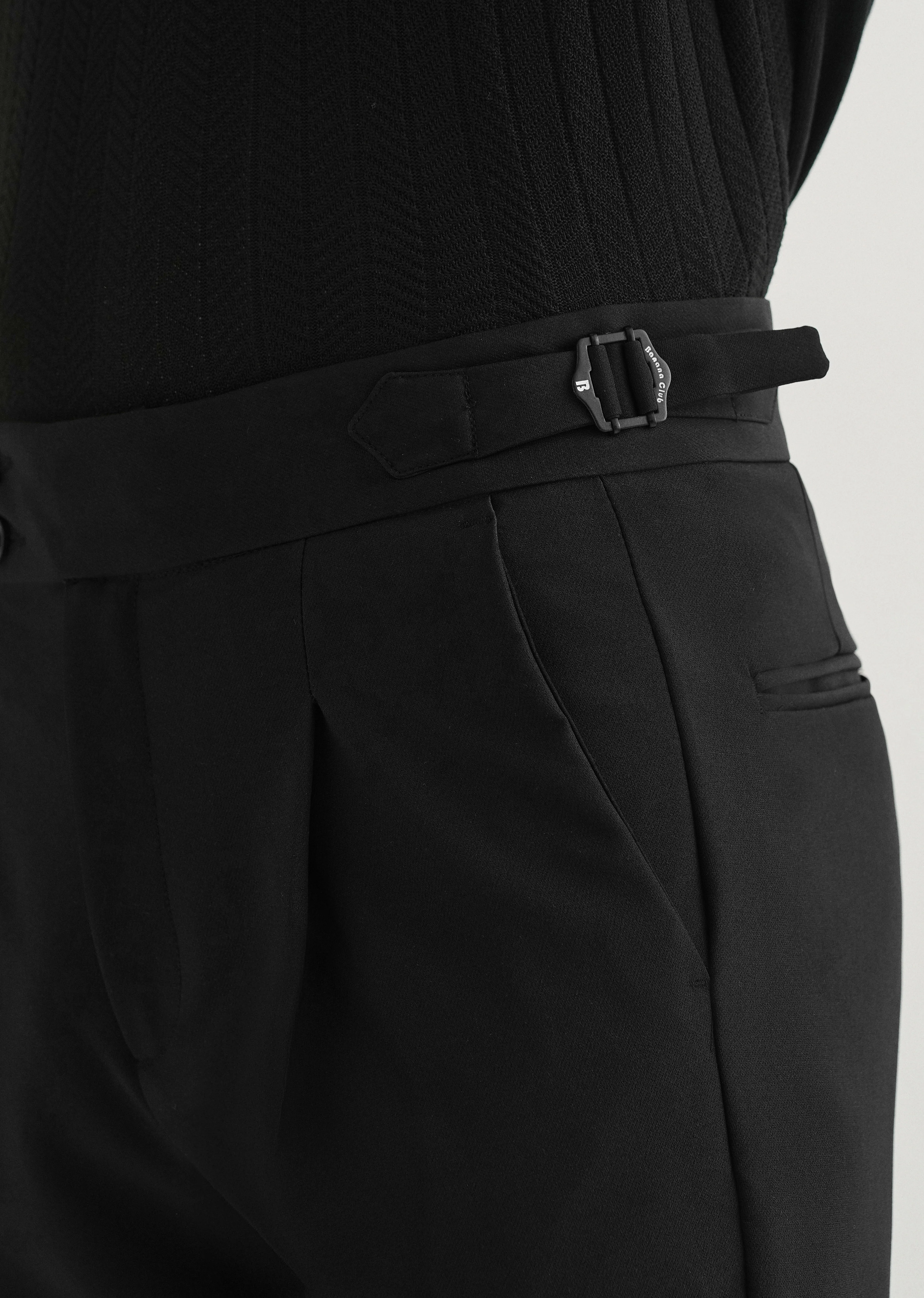 Deep Black Pleated Gurkha Pant - Image 2