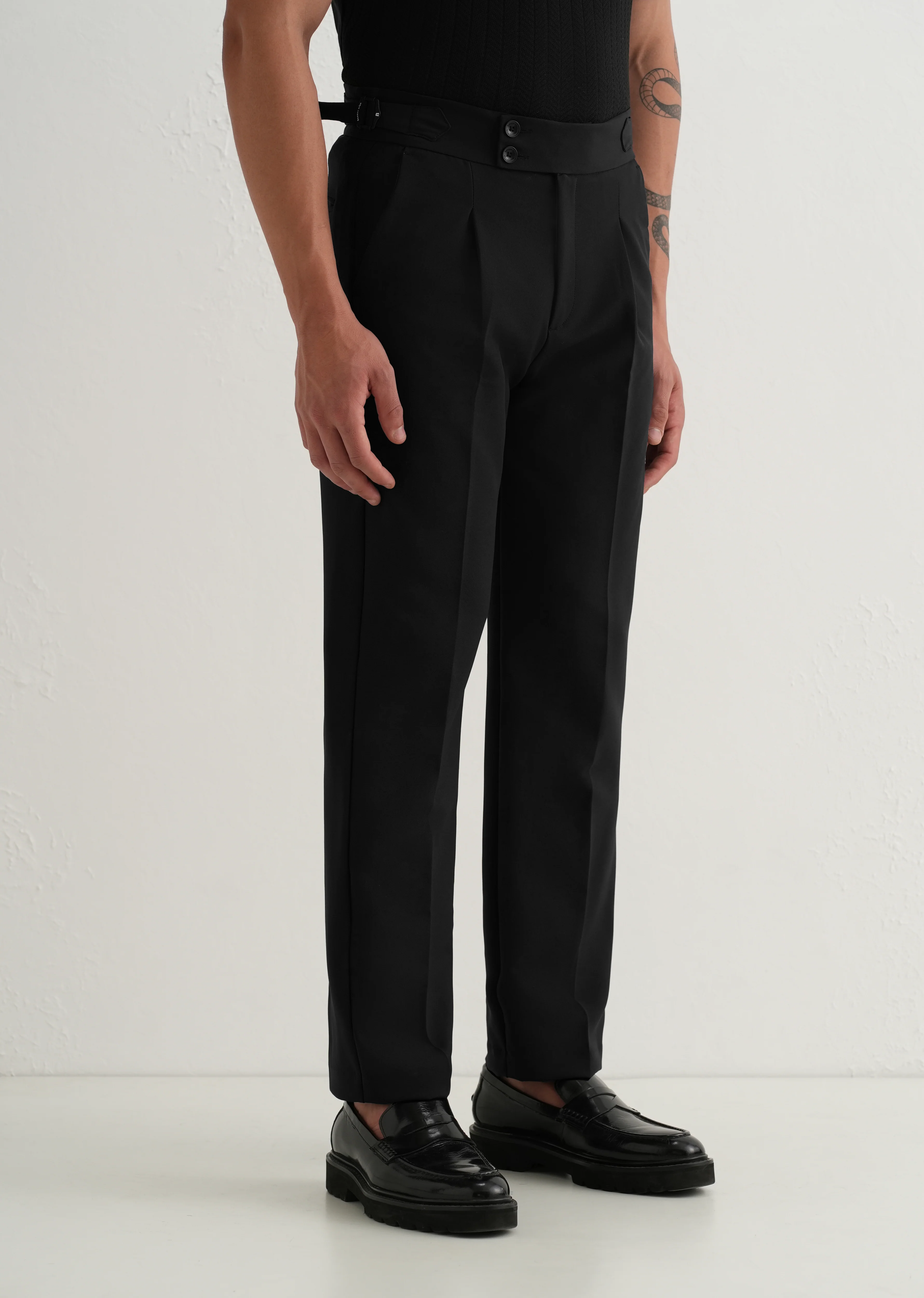 Deep Black Pleated Gurkha Pant - Image 5