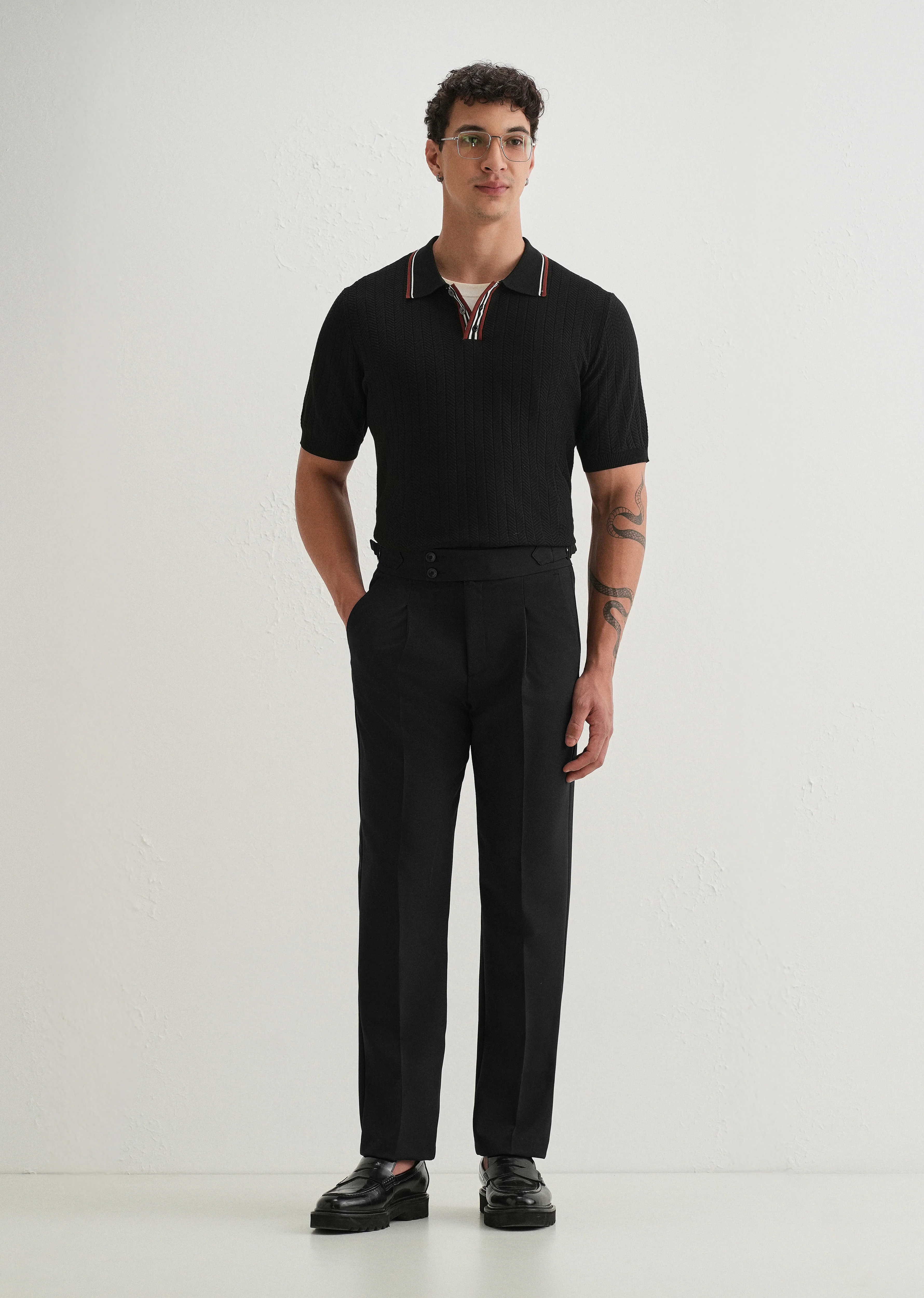Deep Black Pleated Gurkha Pant - Image 7
