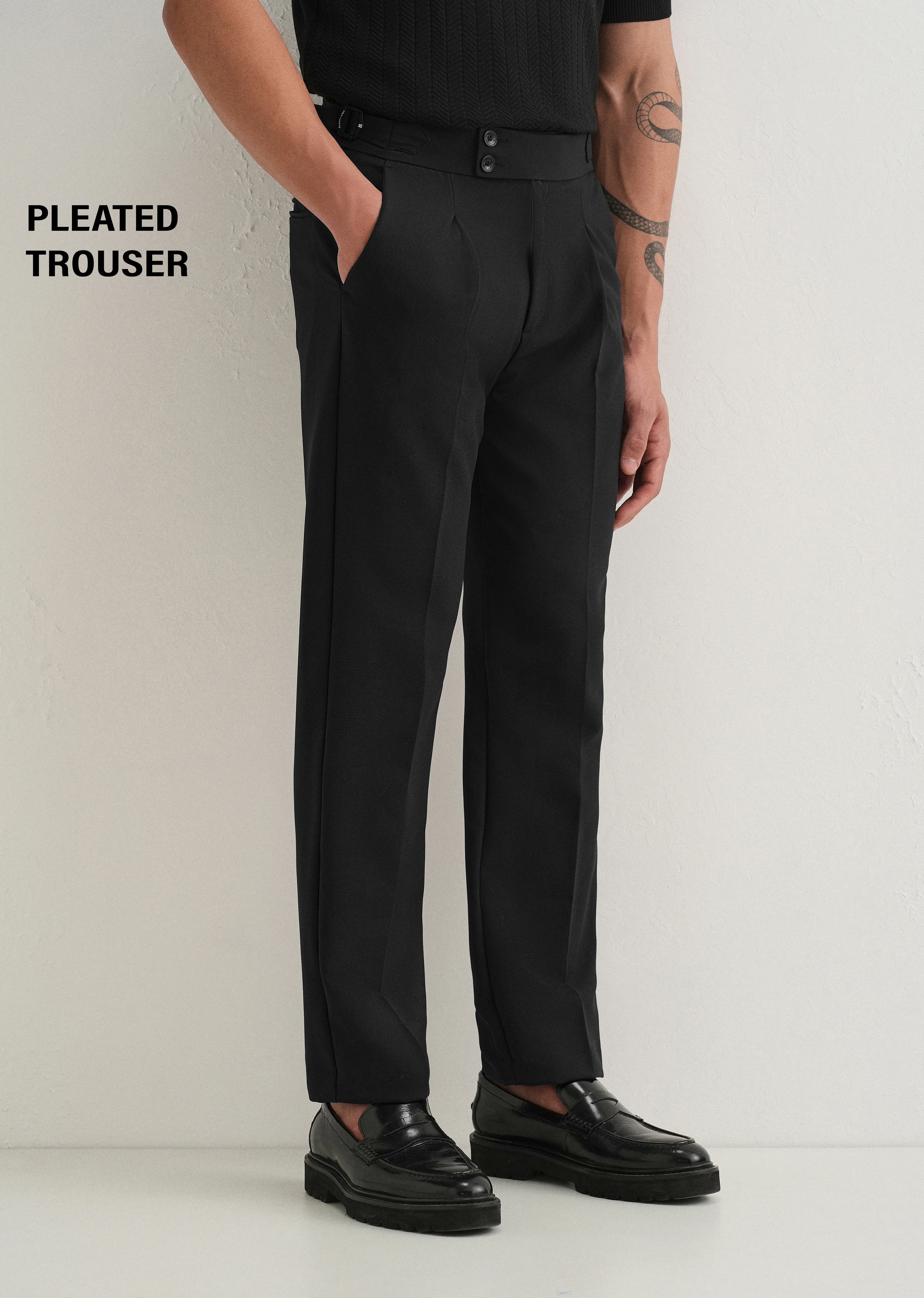 Deep Black Pleated Gurkha Pant - Image 8