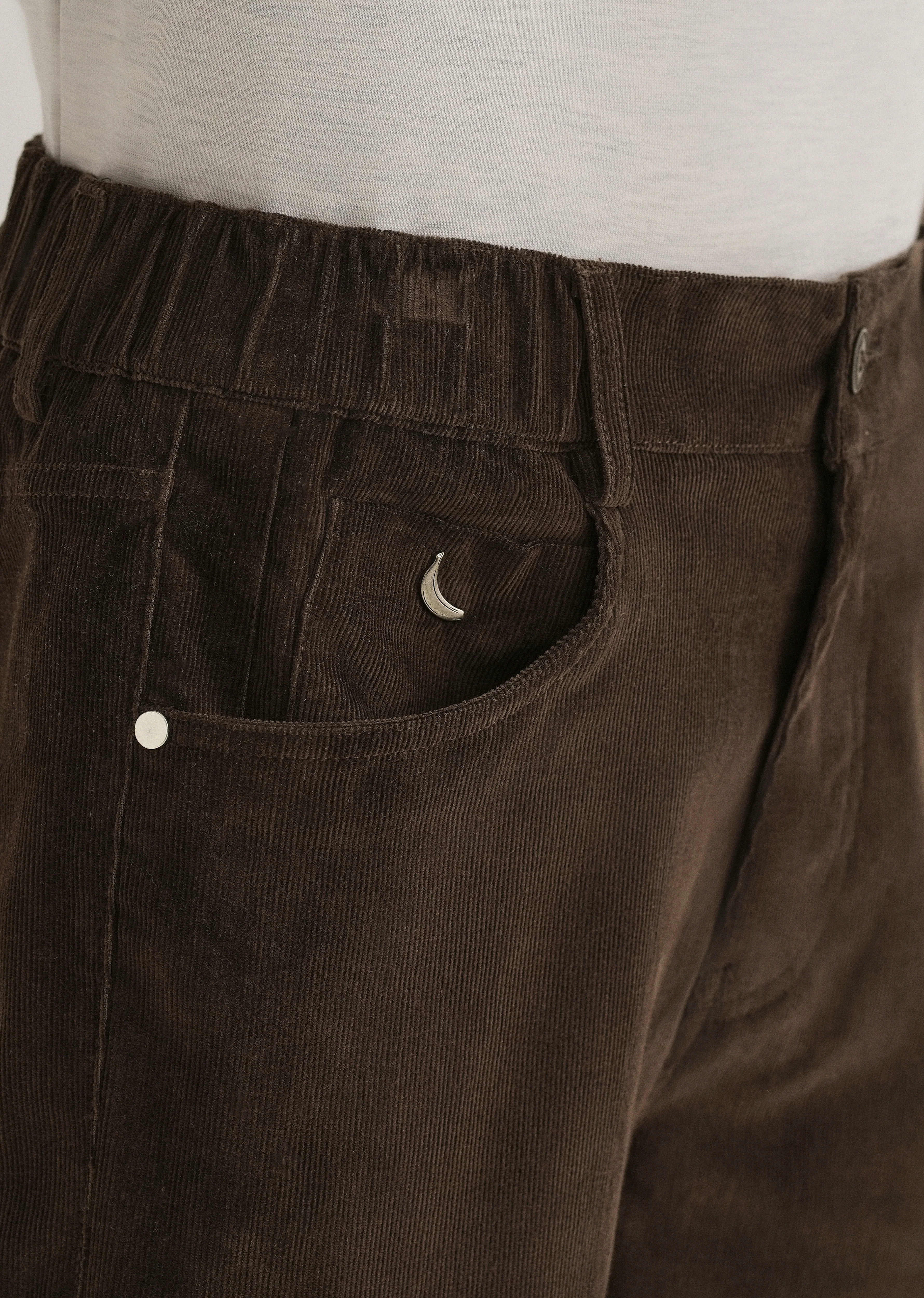 Deep Brown Semi-Elasticated Corduroy Pant - Image 5
