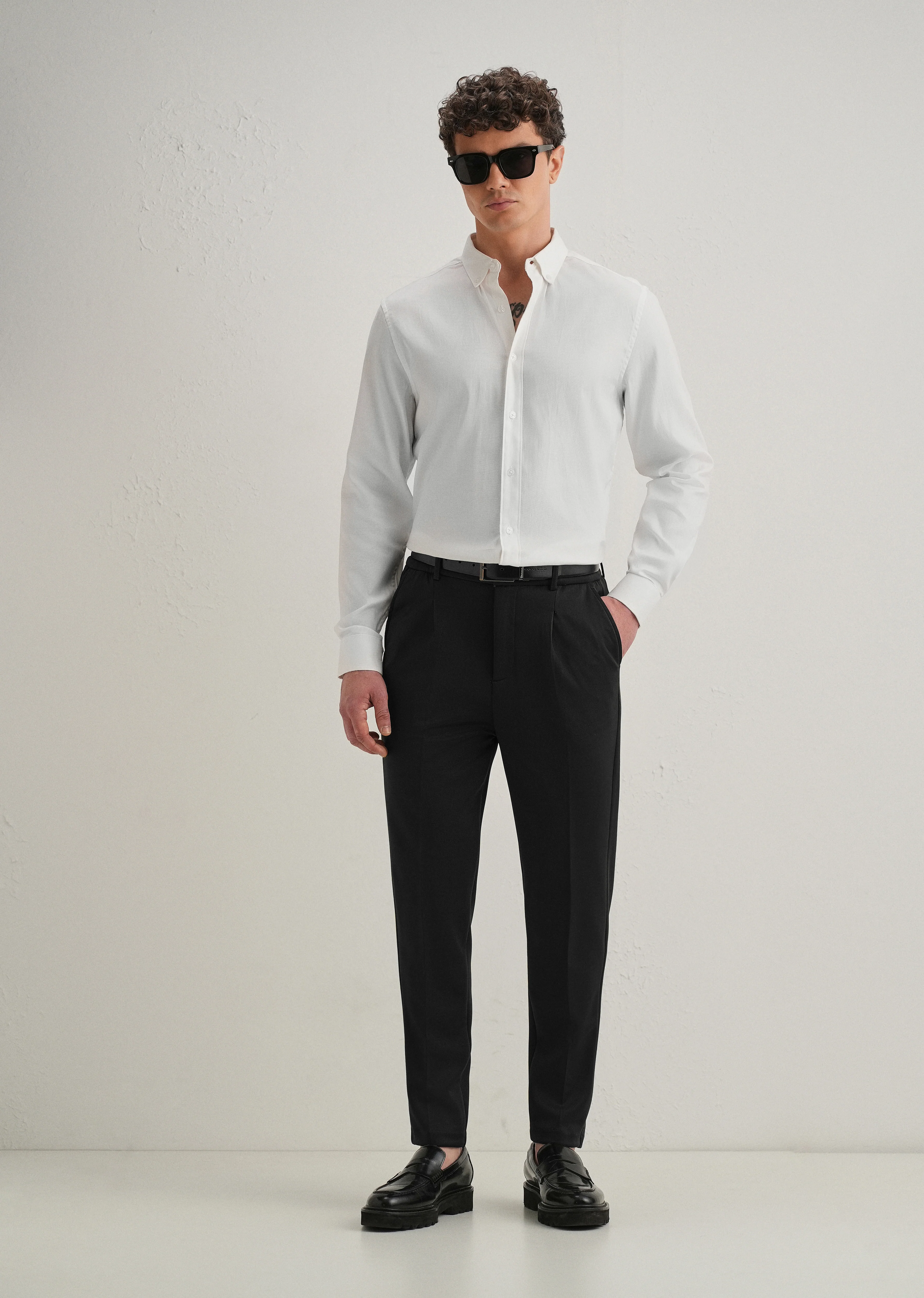 Deep Green Pleated Relaxed Fit Trousers - Image 6