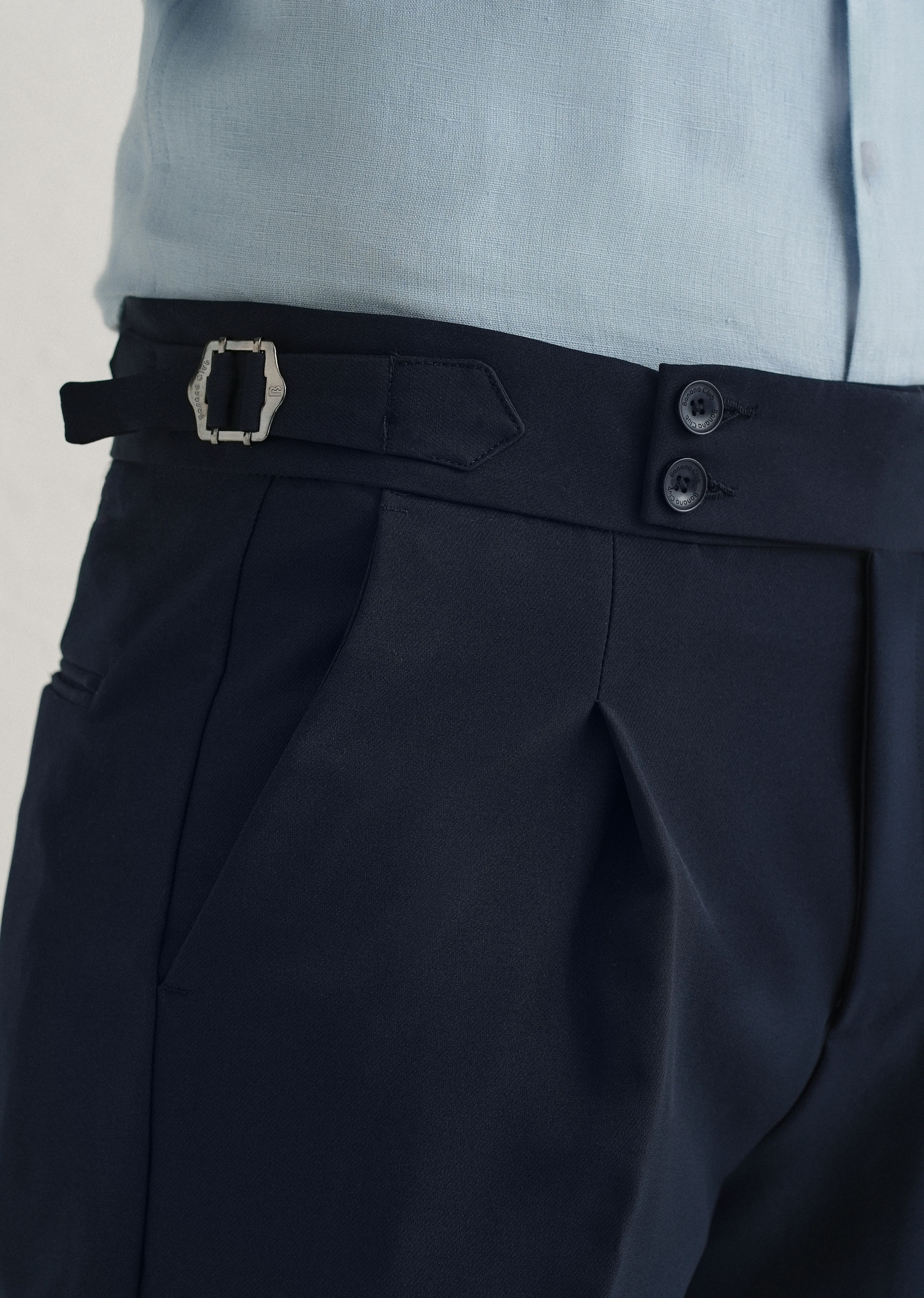 Deep Navy Blue Pleated Gurkha Pant - Image 6