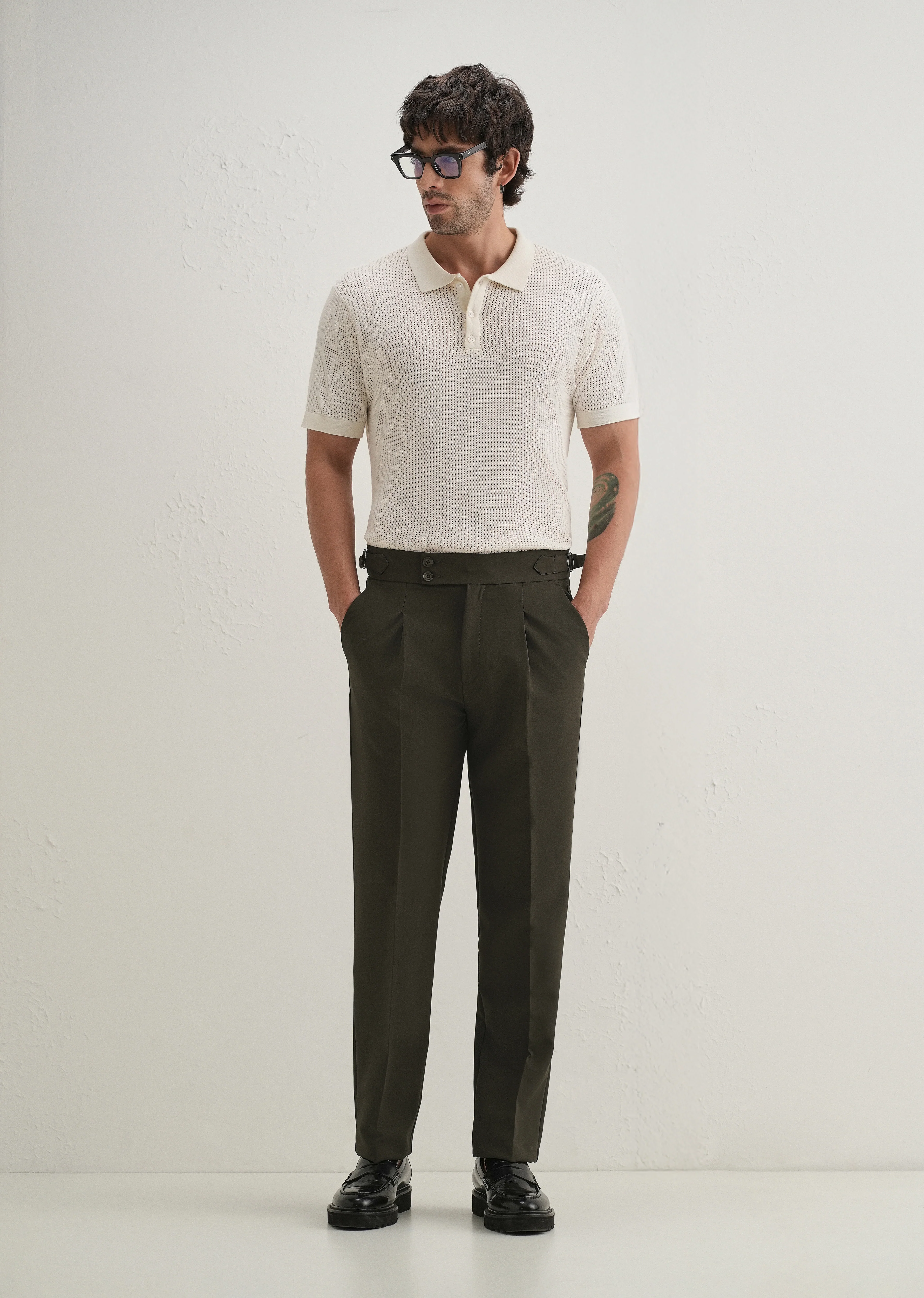 Deep Olive Pleated Gurkha Pant - Image 7