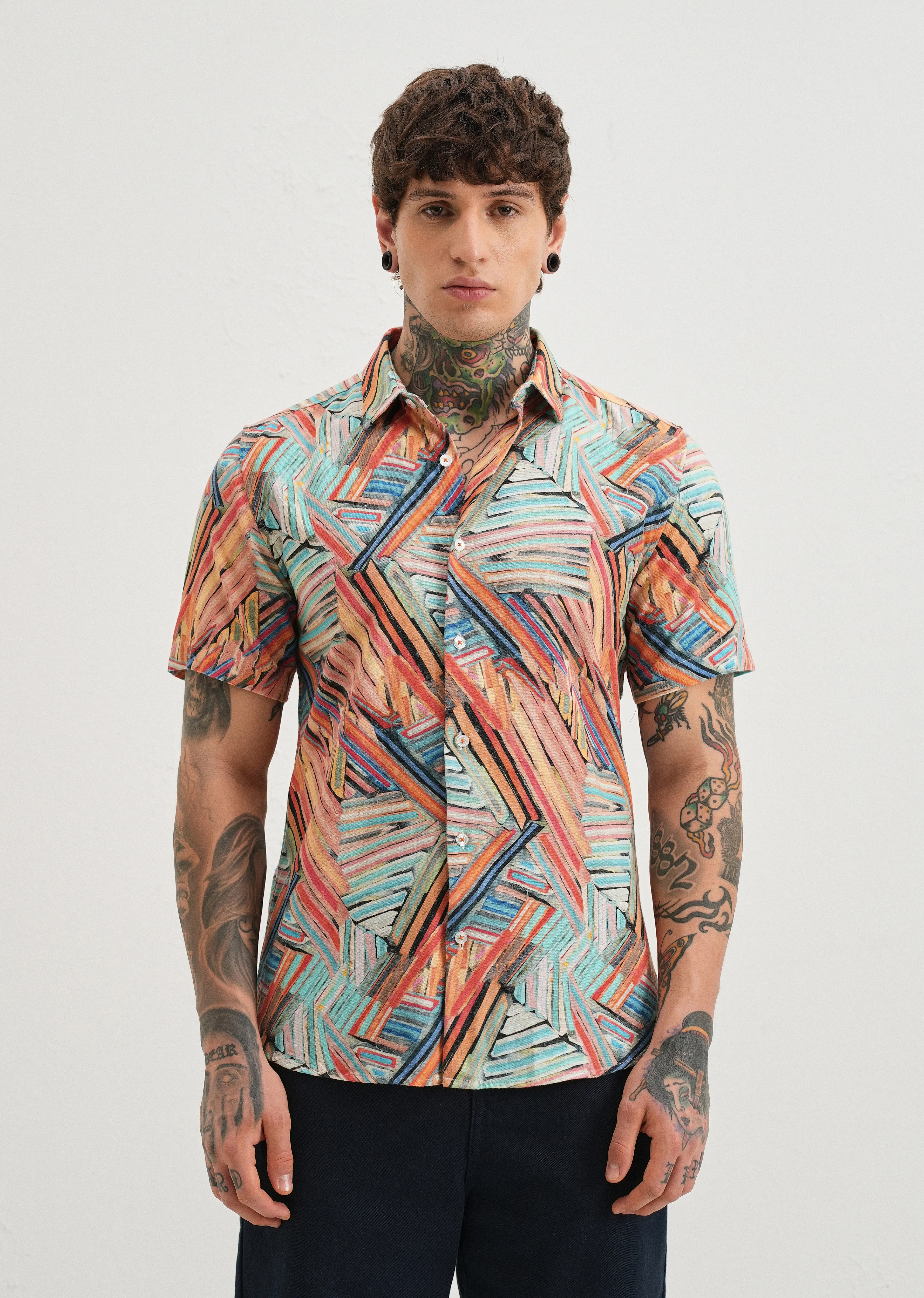 Delineated Orange Half Sleeve shirt - Image 3