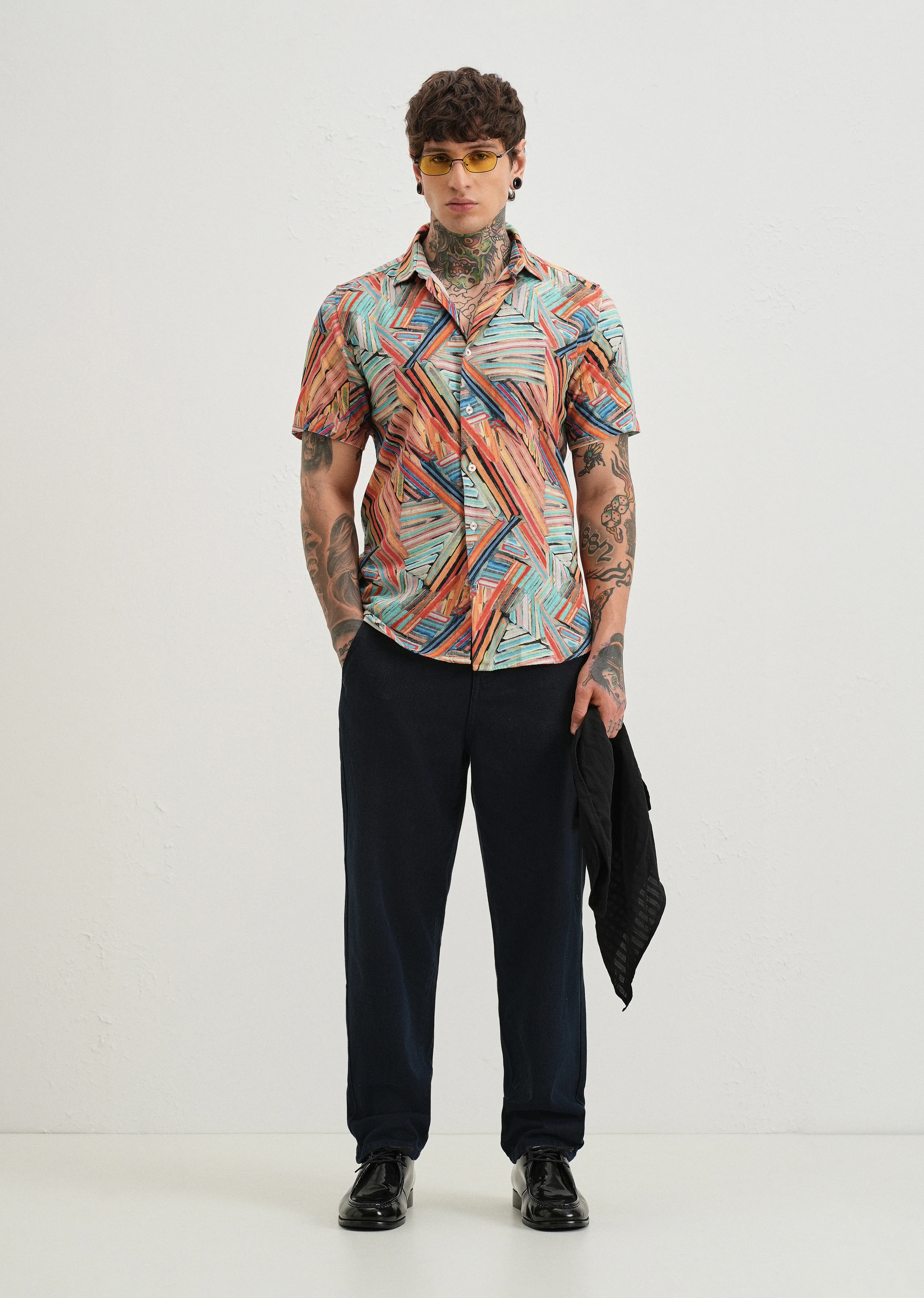 Delineated Orange Half Sleeve shirt - Image 6