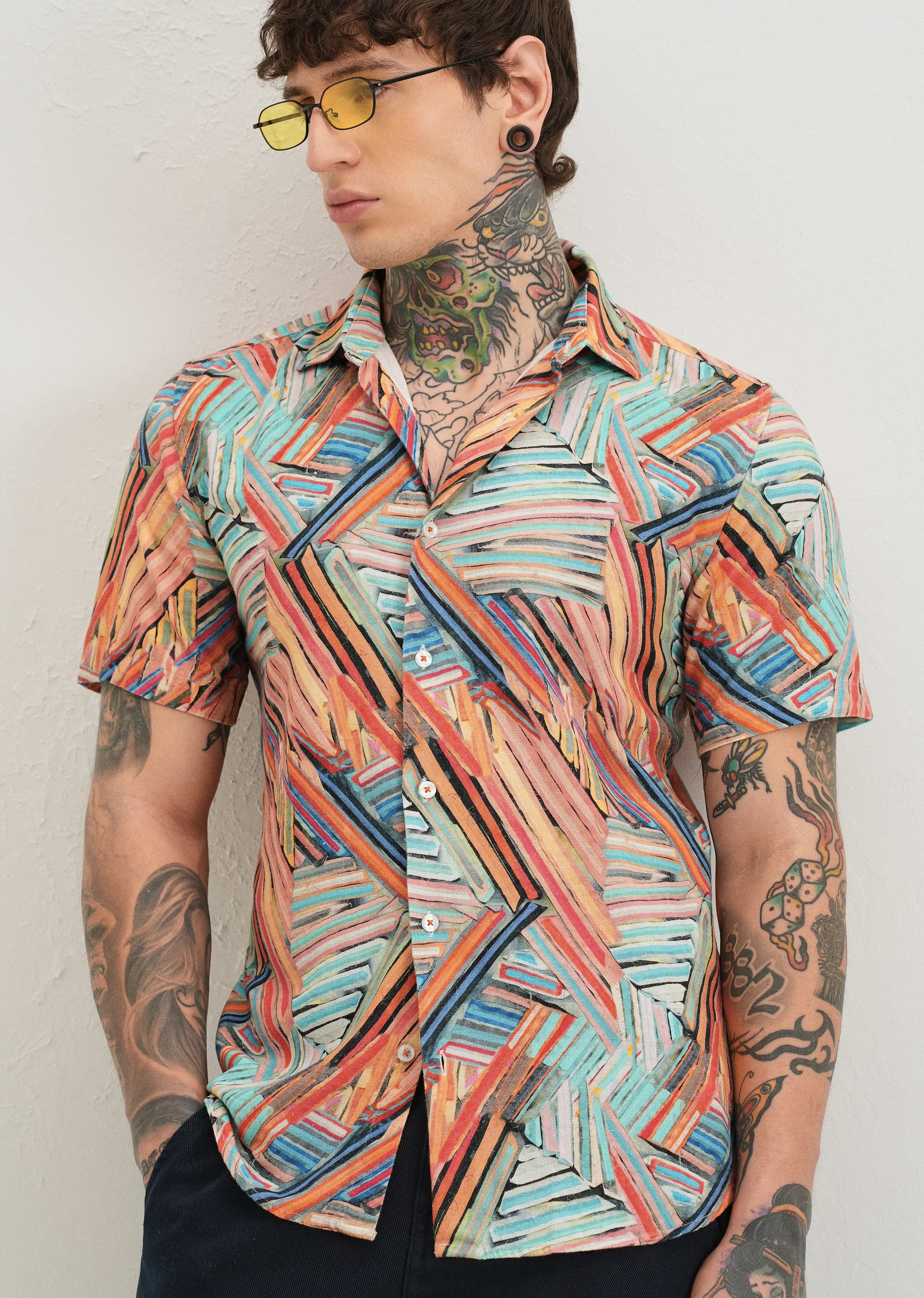 Delineated Orange Half Sleeve shirt - Image 7