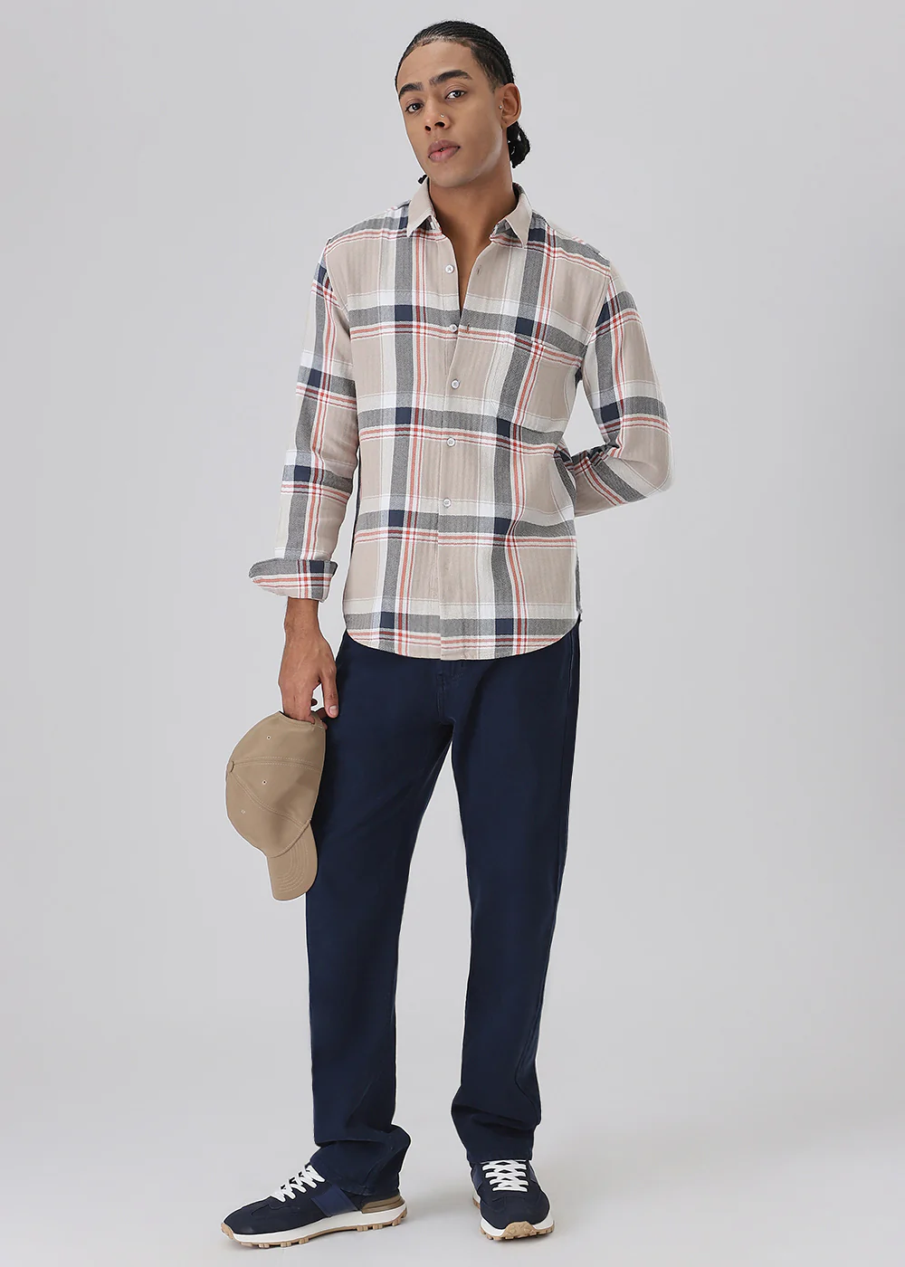 Dobby Check Beige Shirt - Image 6