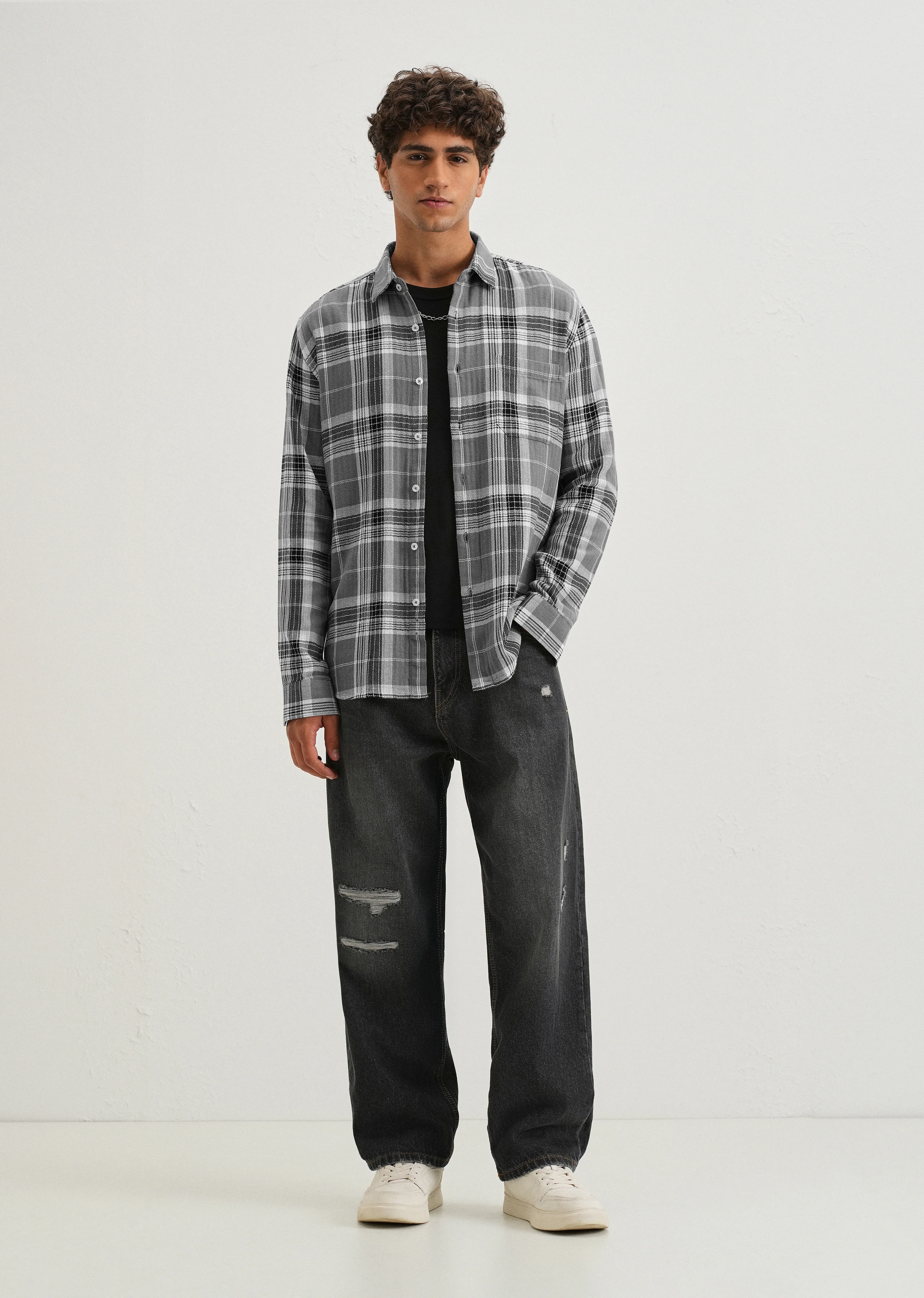 Dobby Ash Grey Check Shirt - Image 6