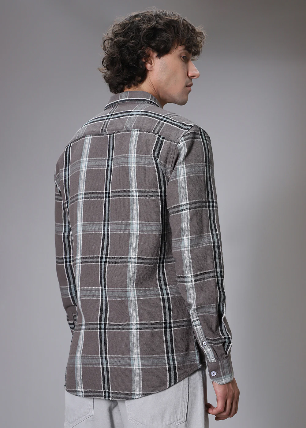 Dobby Choco Check Shirt - Image 4