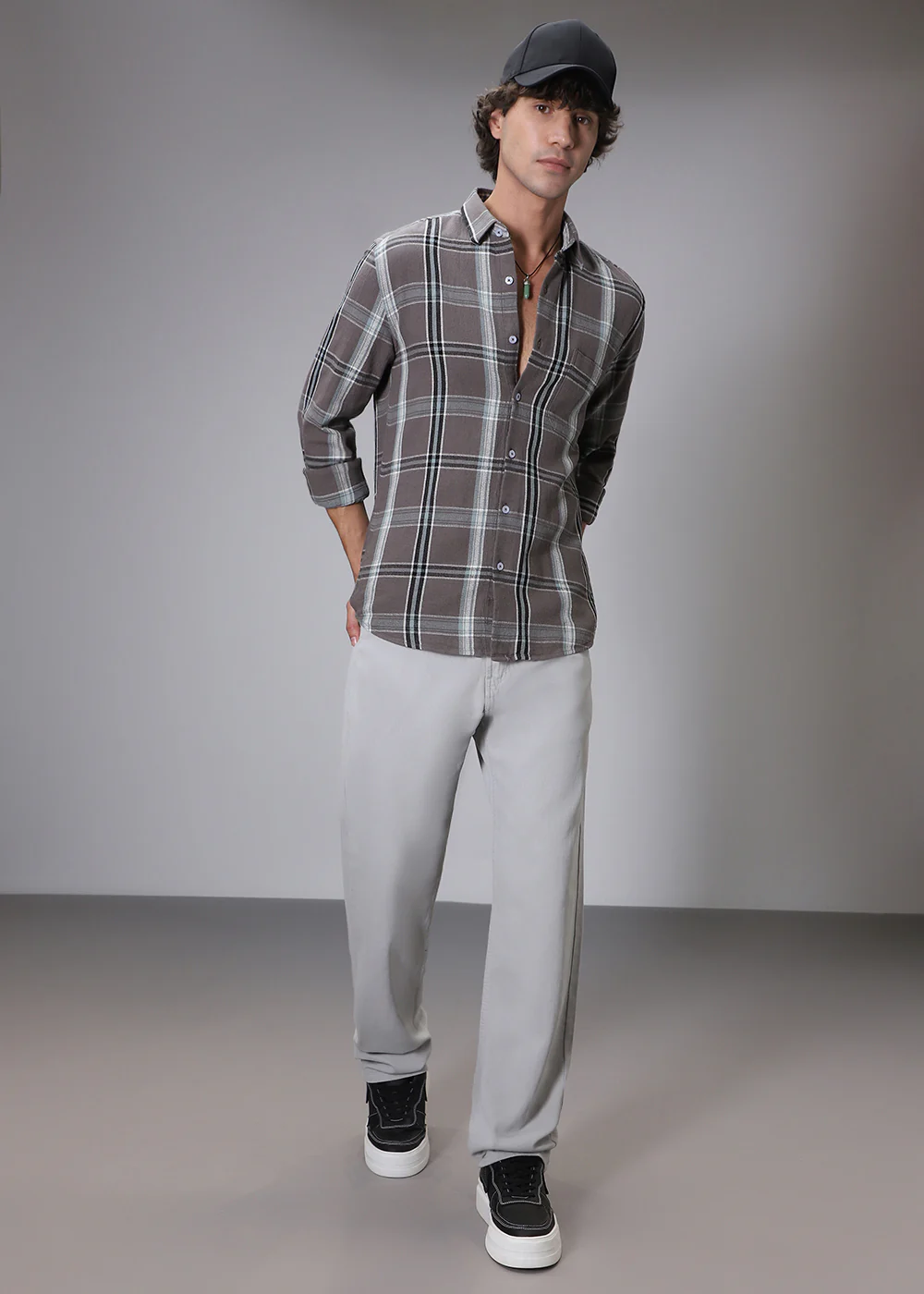 Dobby Choco Check Shirt - Image 7