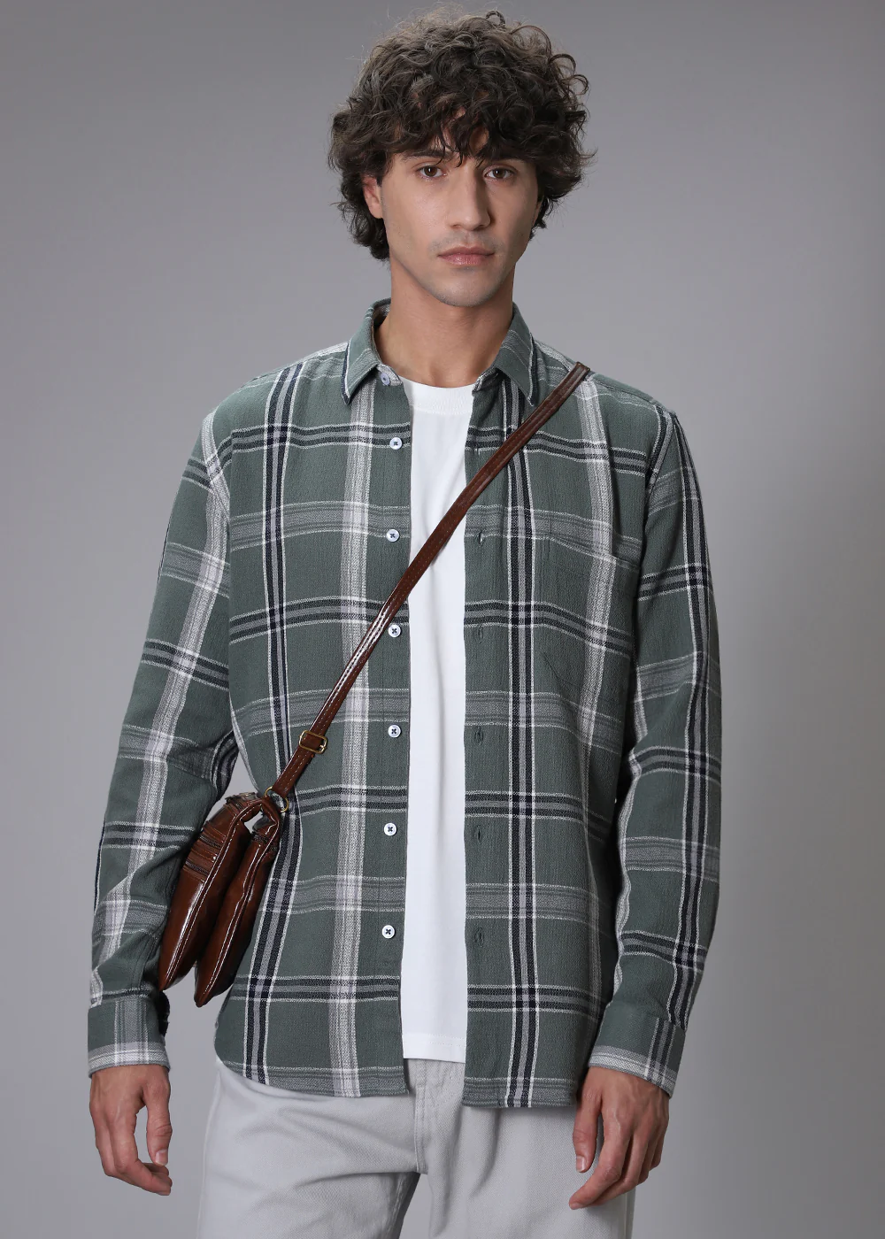 Dobby Check Olive Green Shirt - Image 6