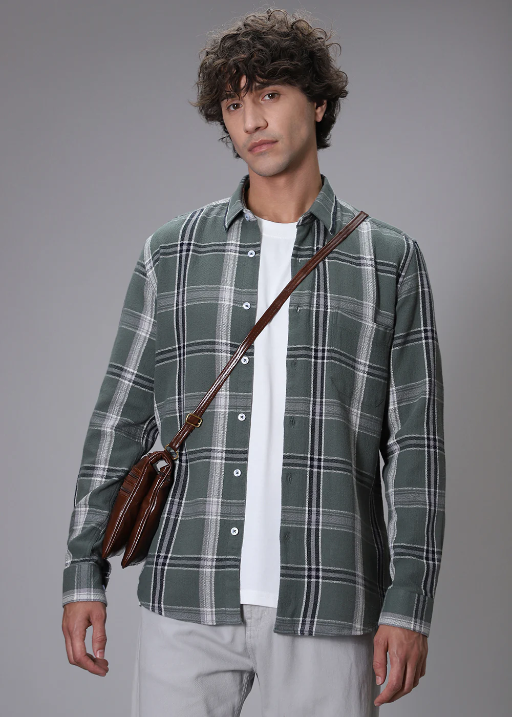 Dobby Check Olive Green Shirt - Image 7