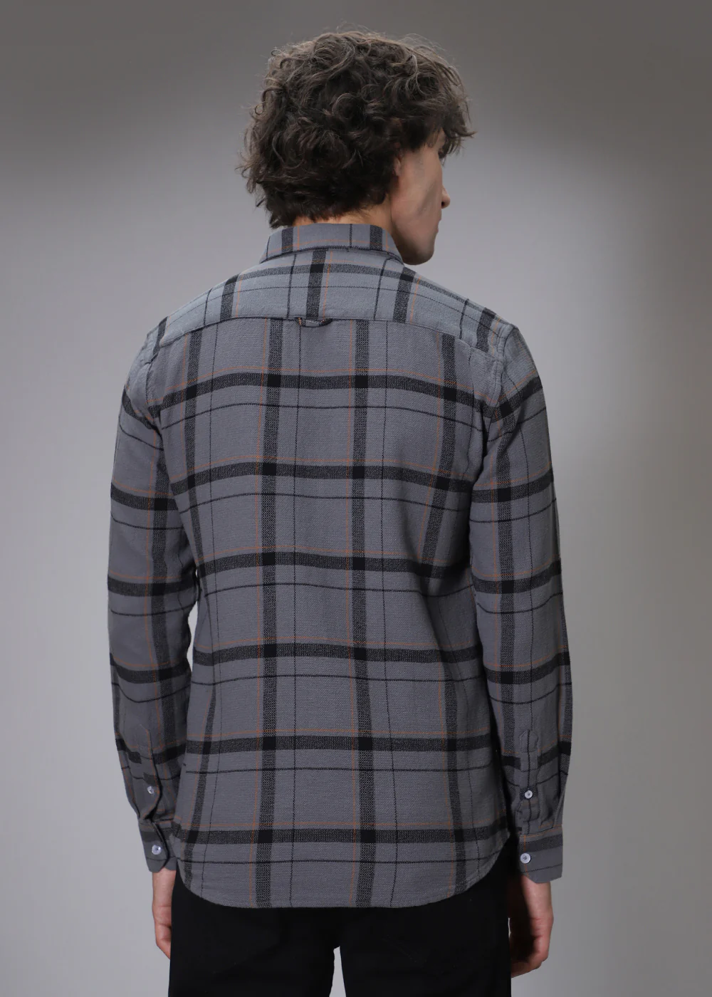 Dobby Steel Grey Check Shirt - Image 4