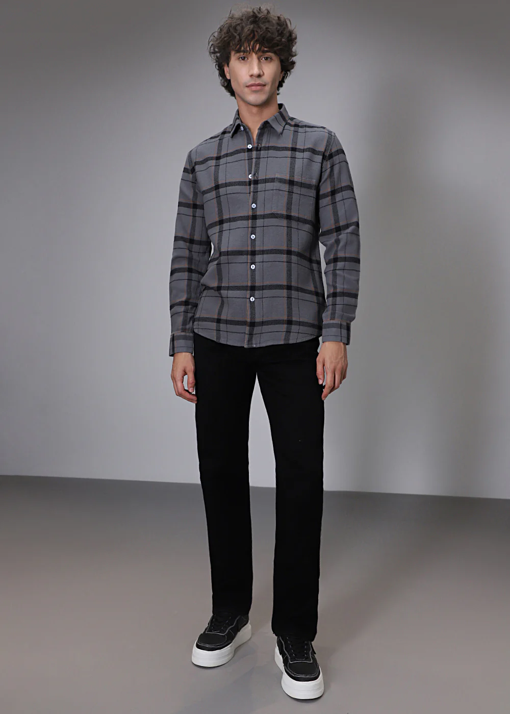 Dobby Steel Grey Check Shirt - Image 6