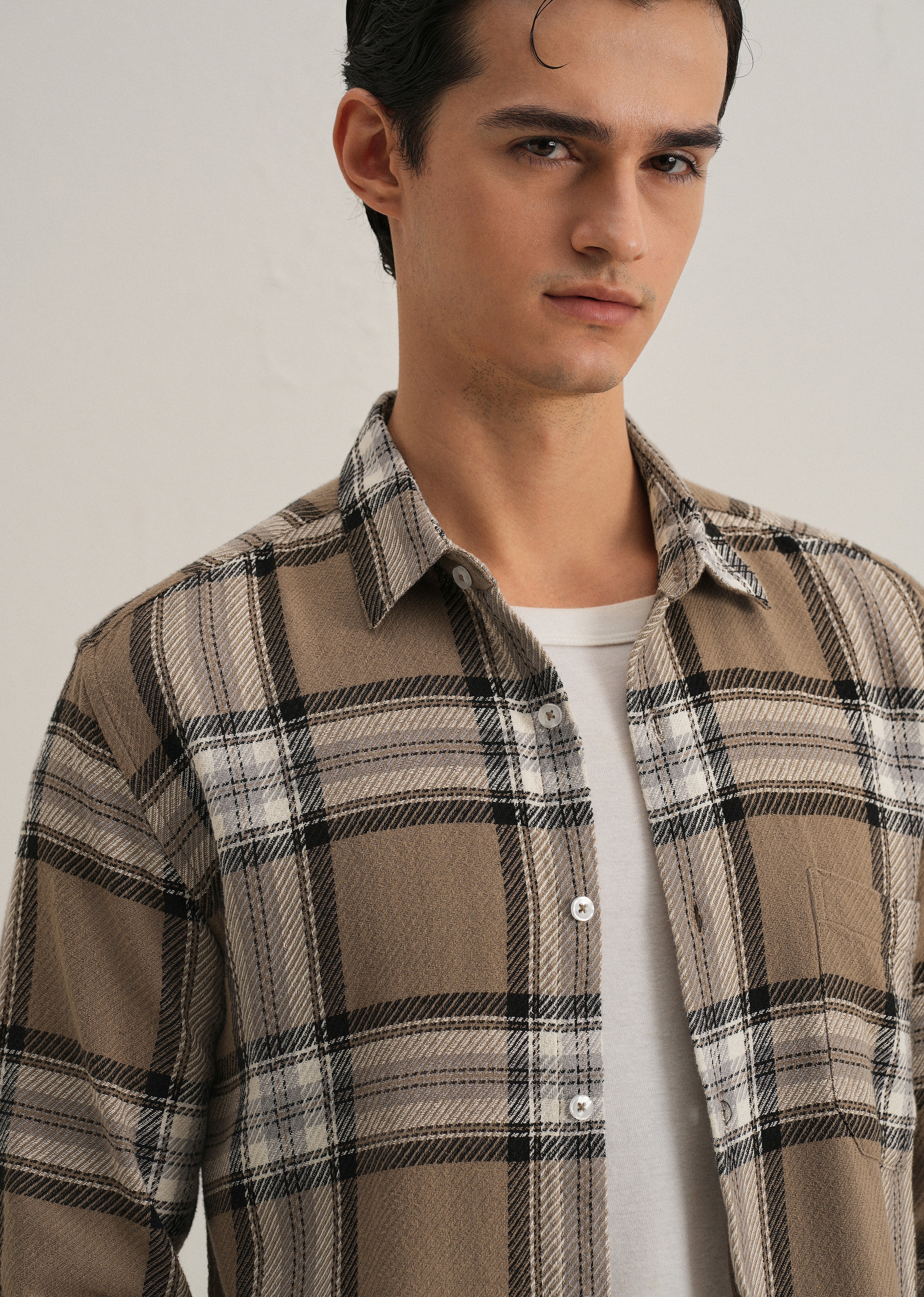 Dobby Check Stone Shirt - Image 5