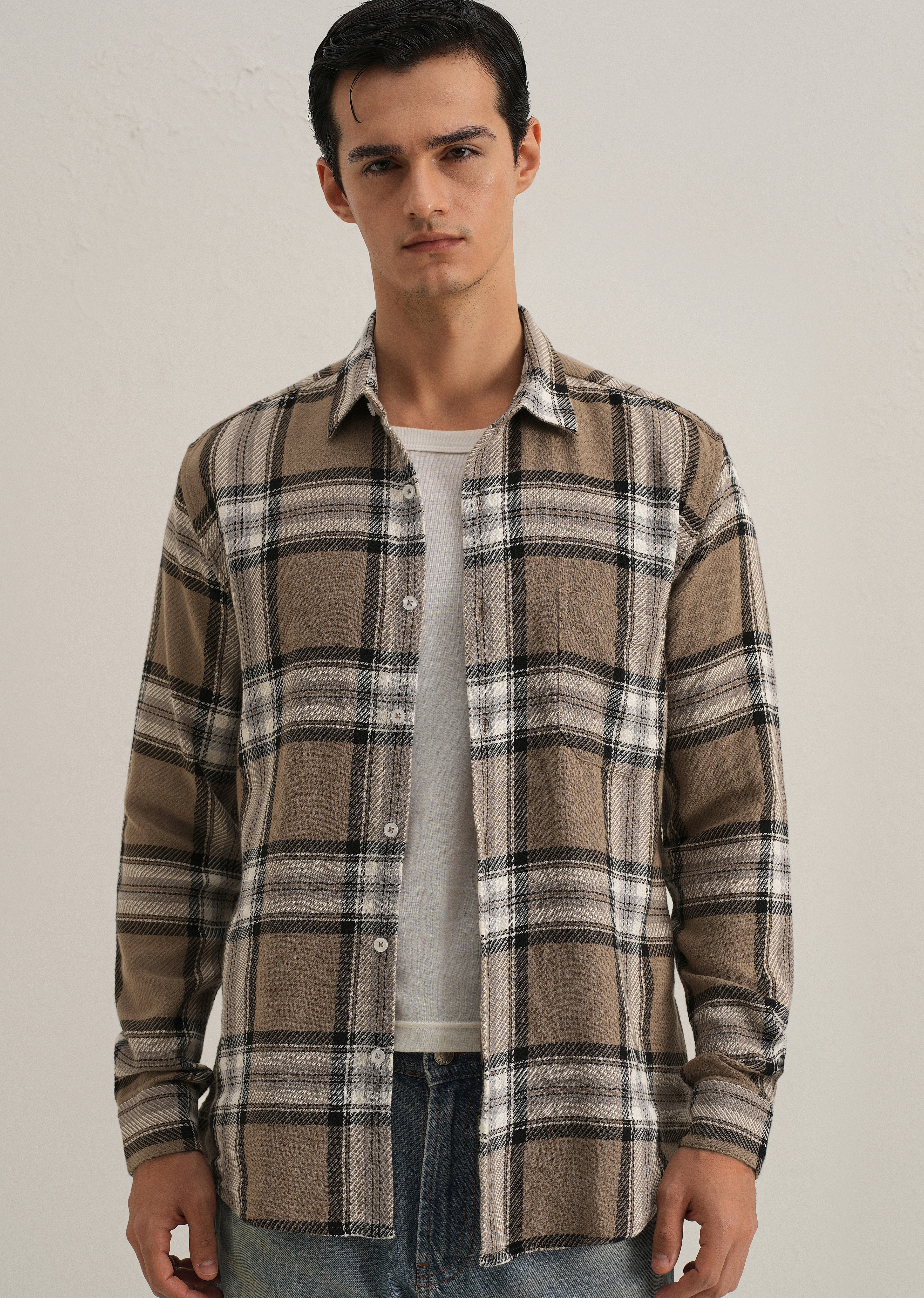 Dobby Check Stone Shirt - Image 7