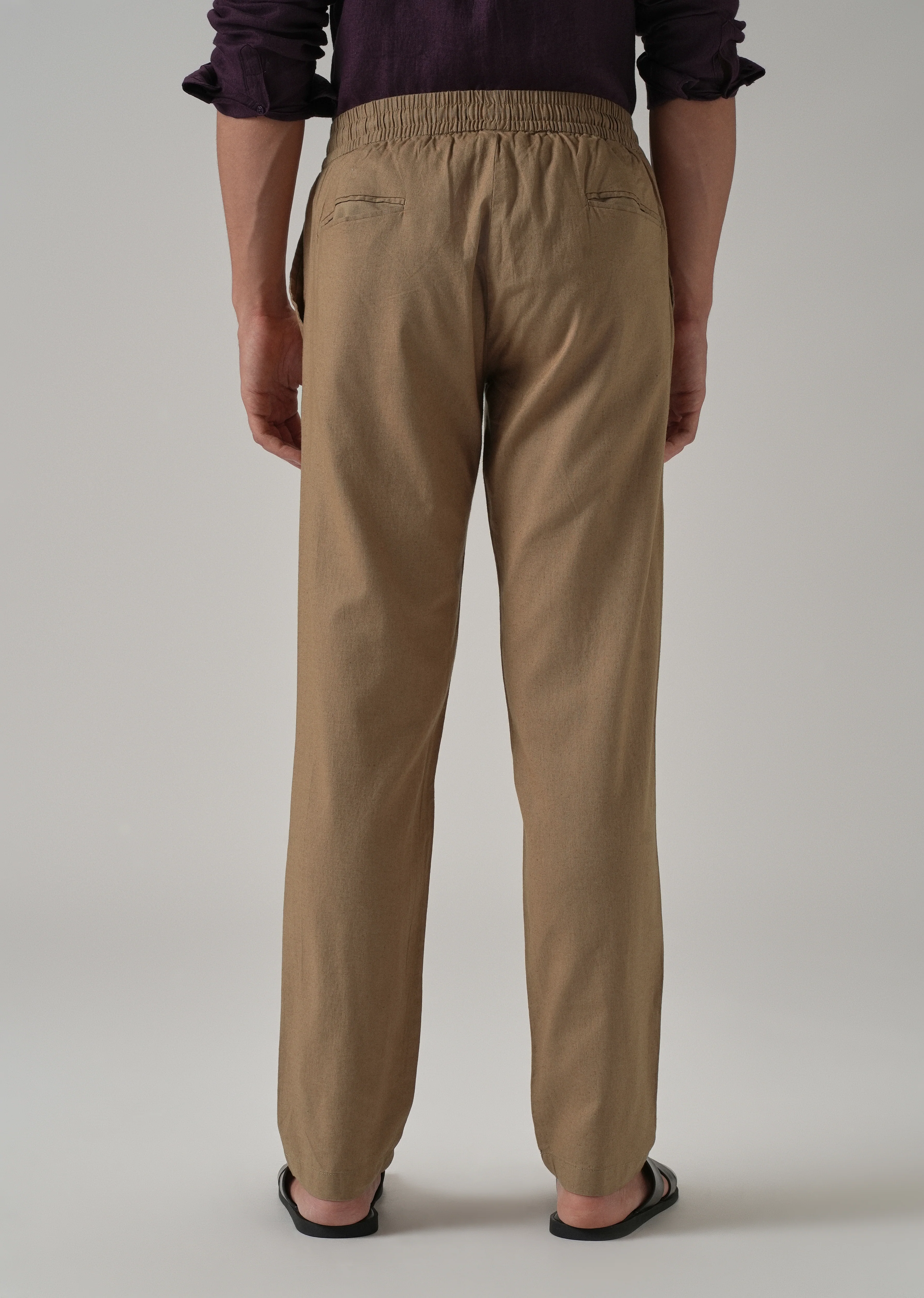 Drawstring Beige Linen Pant - Image 2