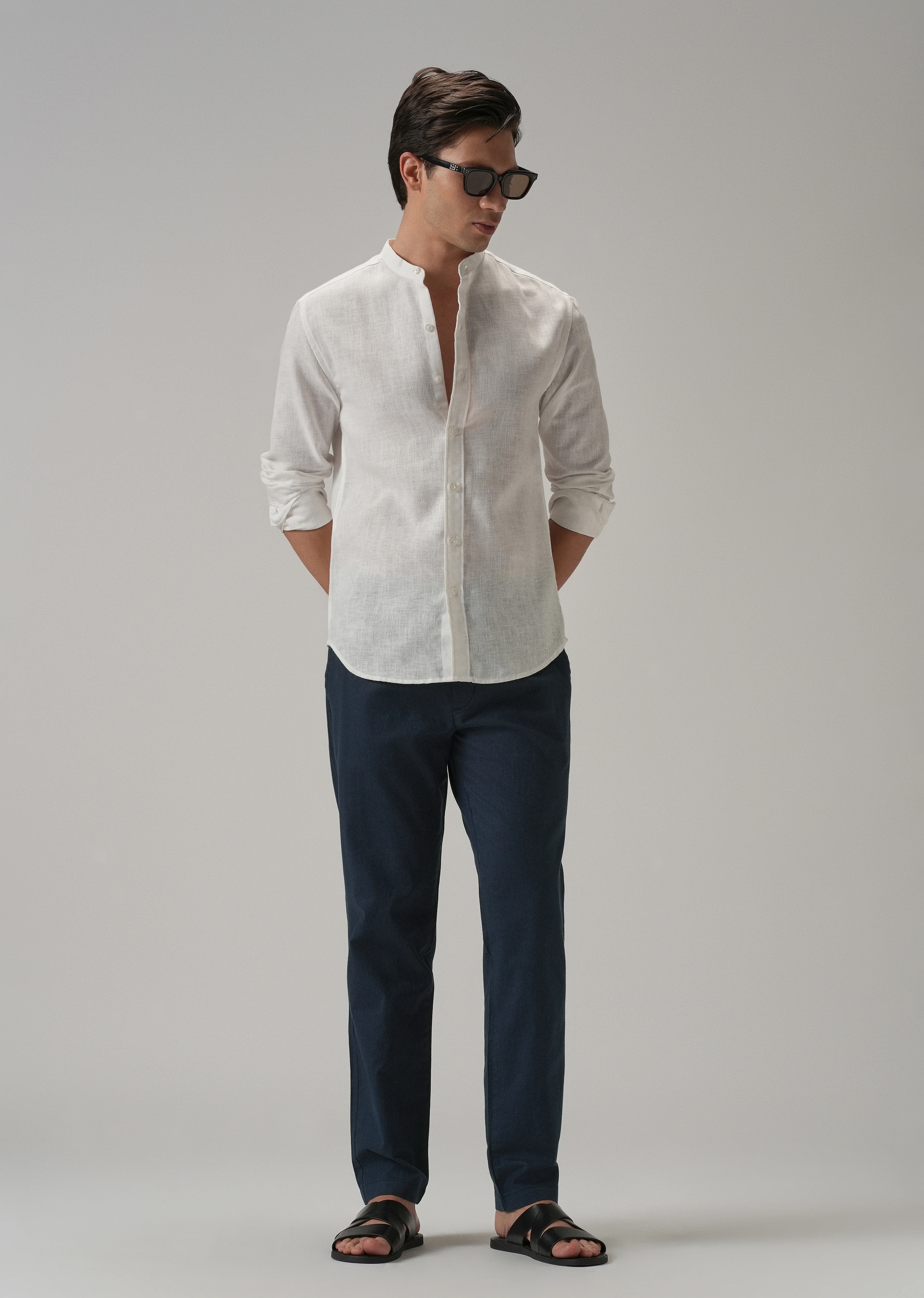 Drawstring Blue Linen Pant - Image 6