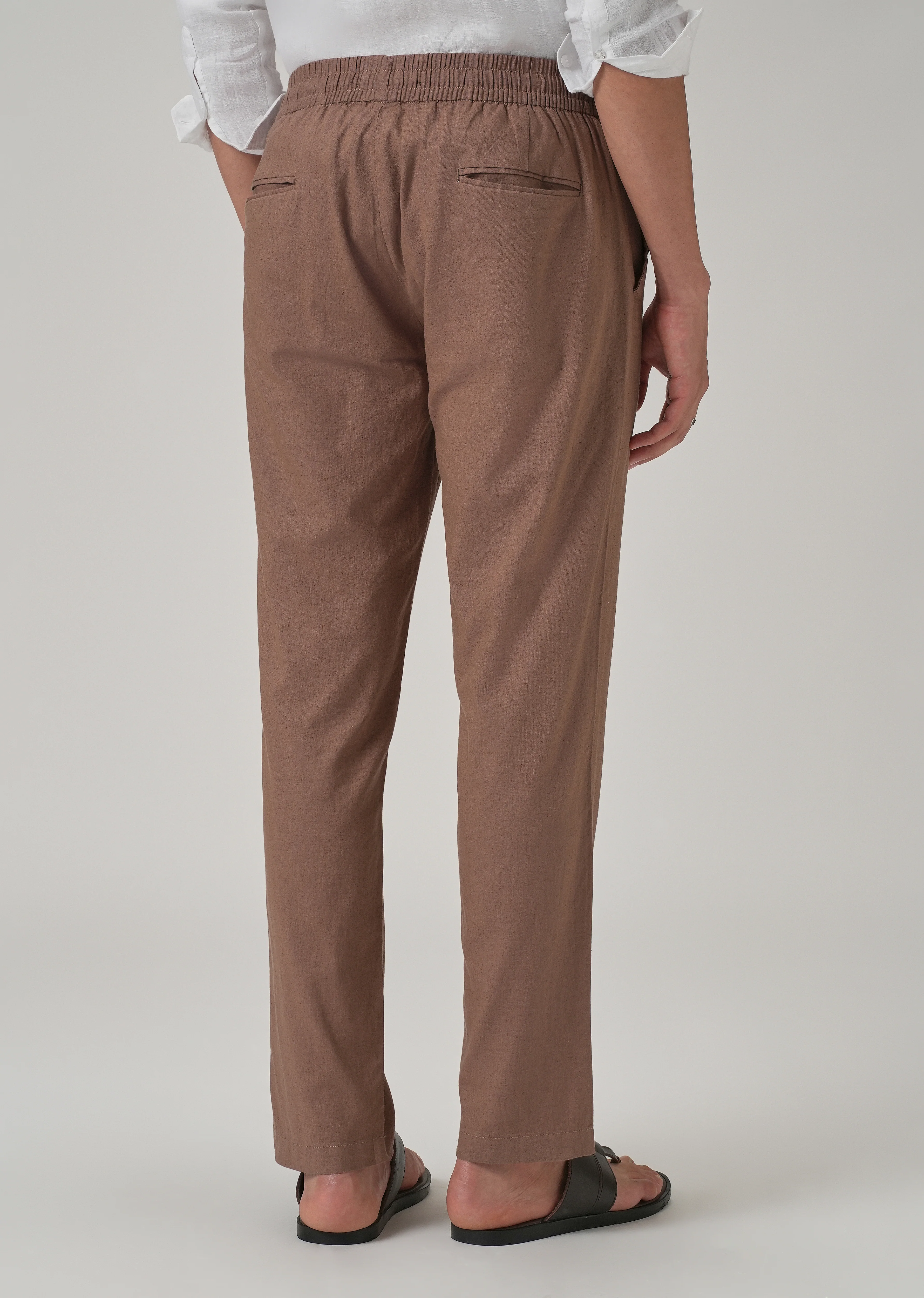 Drawstring Brown Linen Pant - Image 2