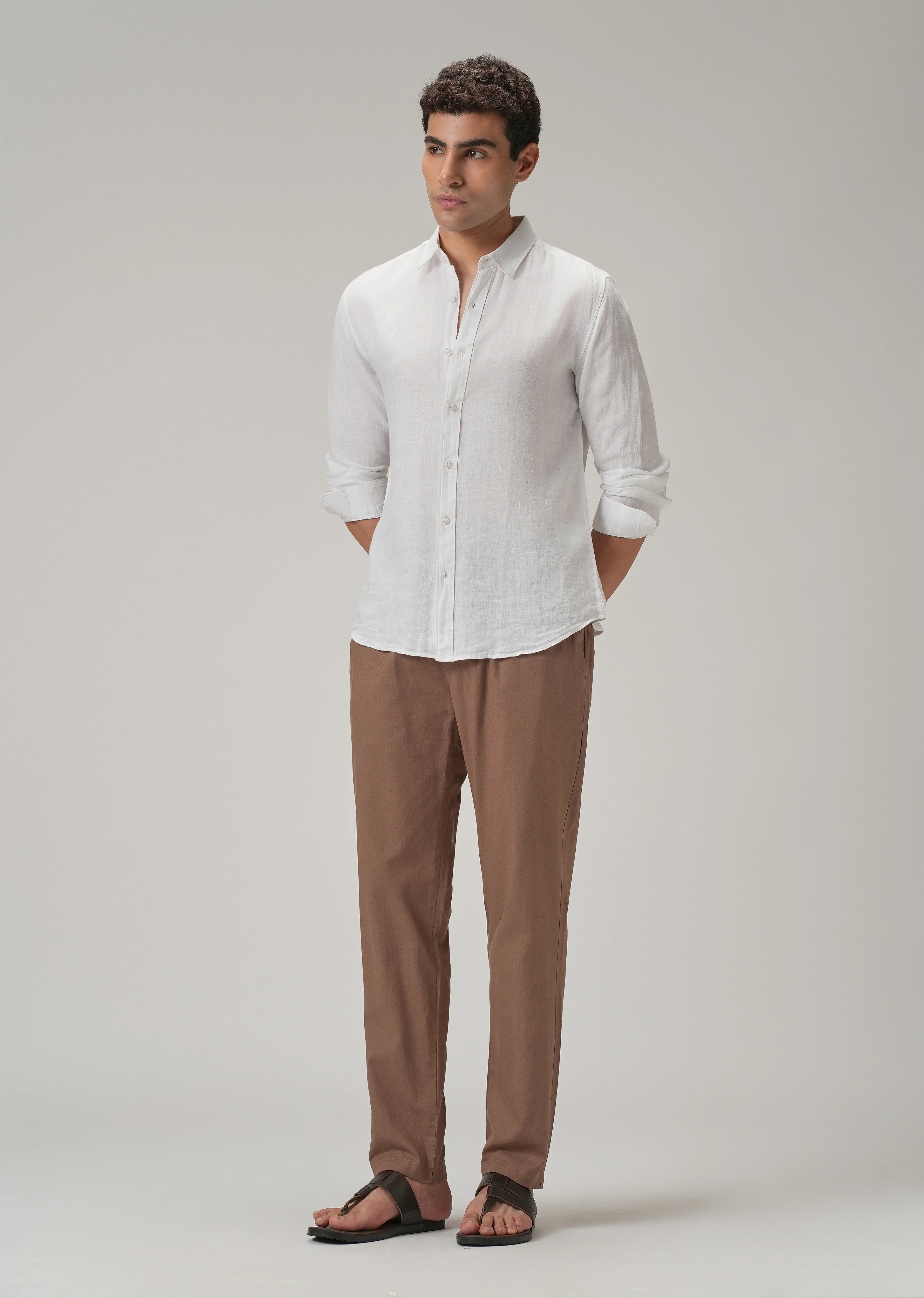 Drawstring Brown Linen Pant - Image 6