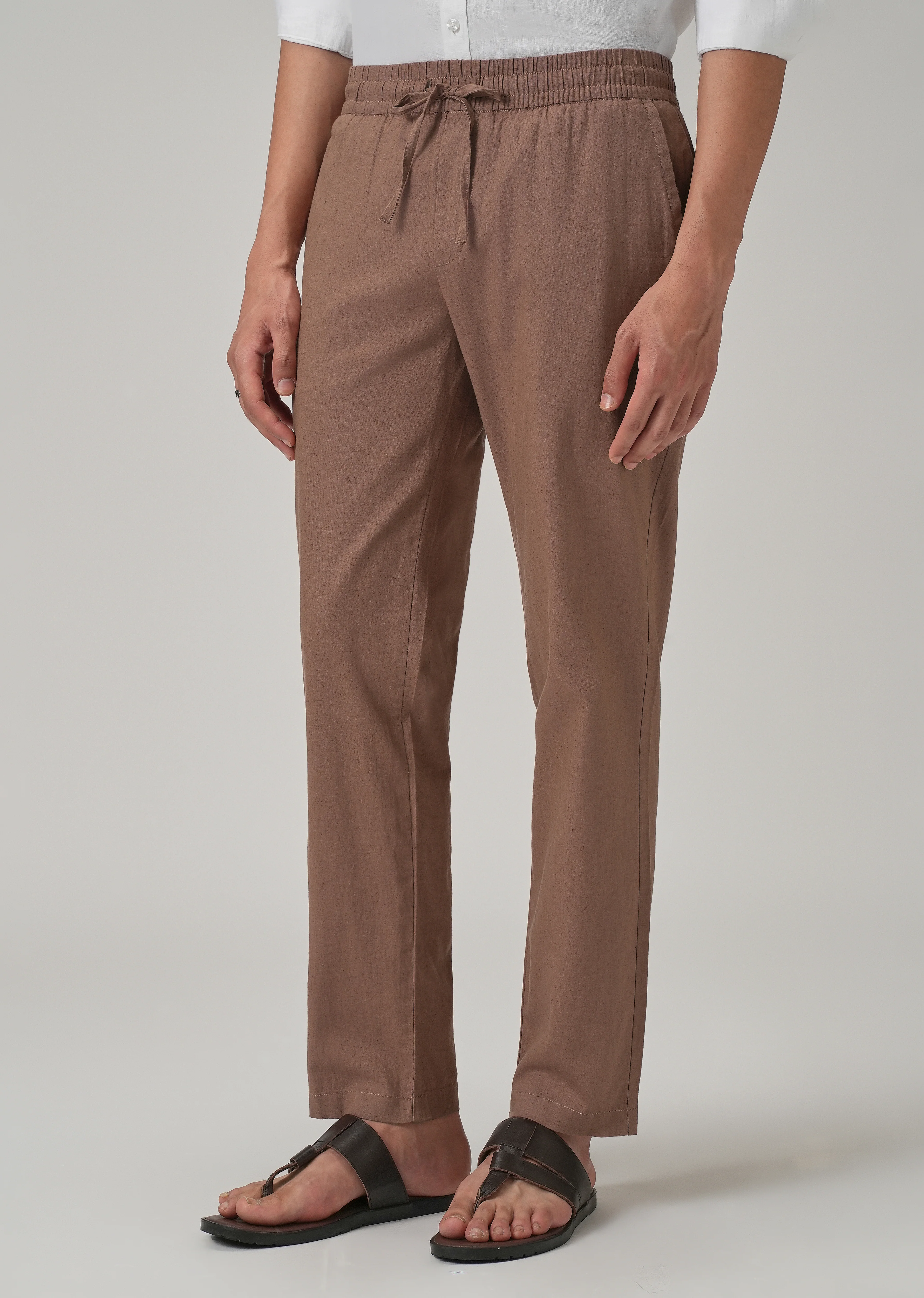 Drawstring Brown Linen Pant - Image 7