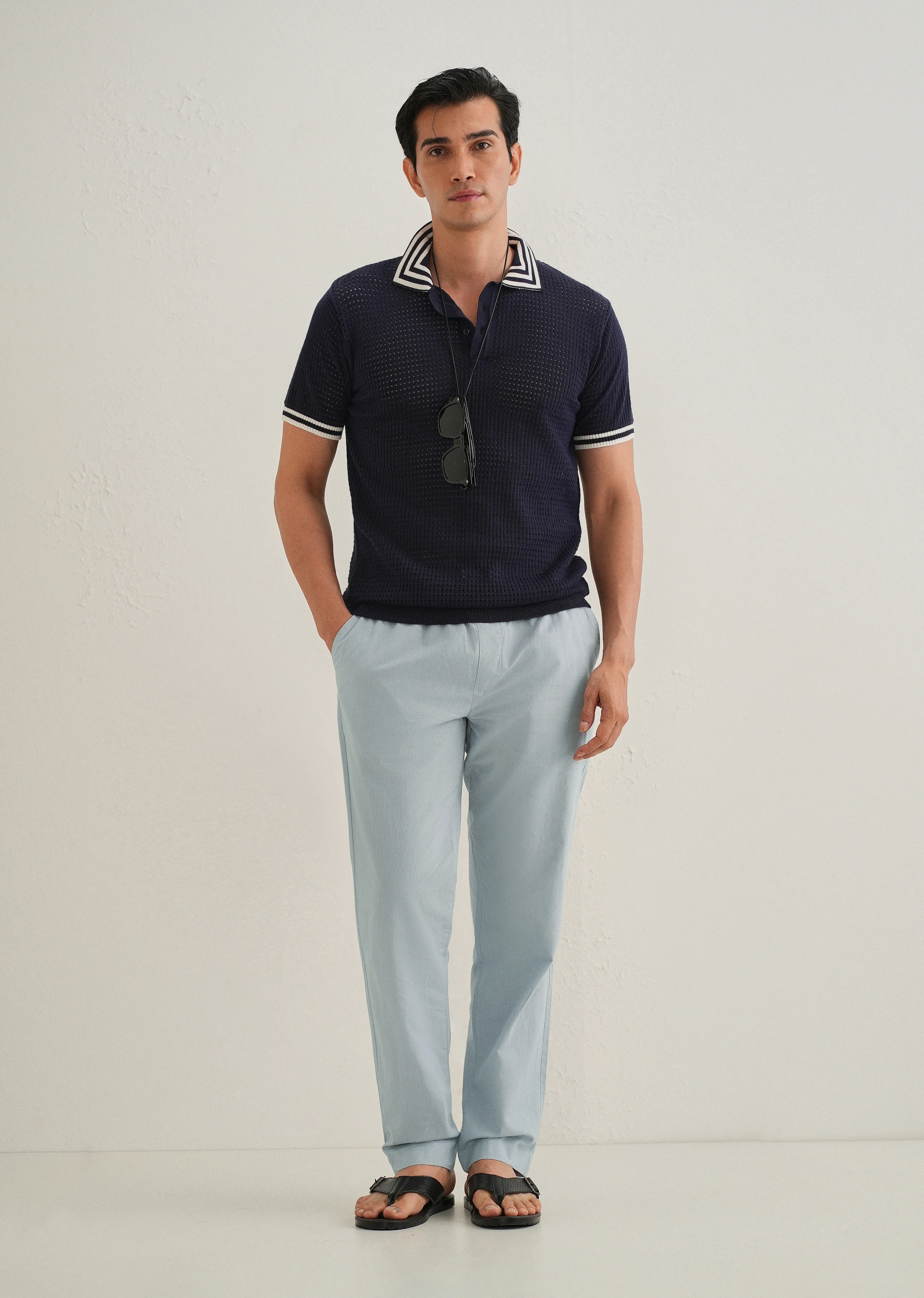 Drawstring Light Blue Linen Pant - Image 6