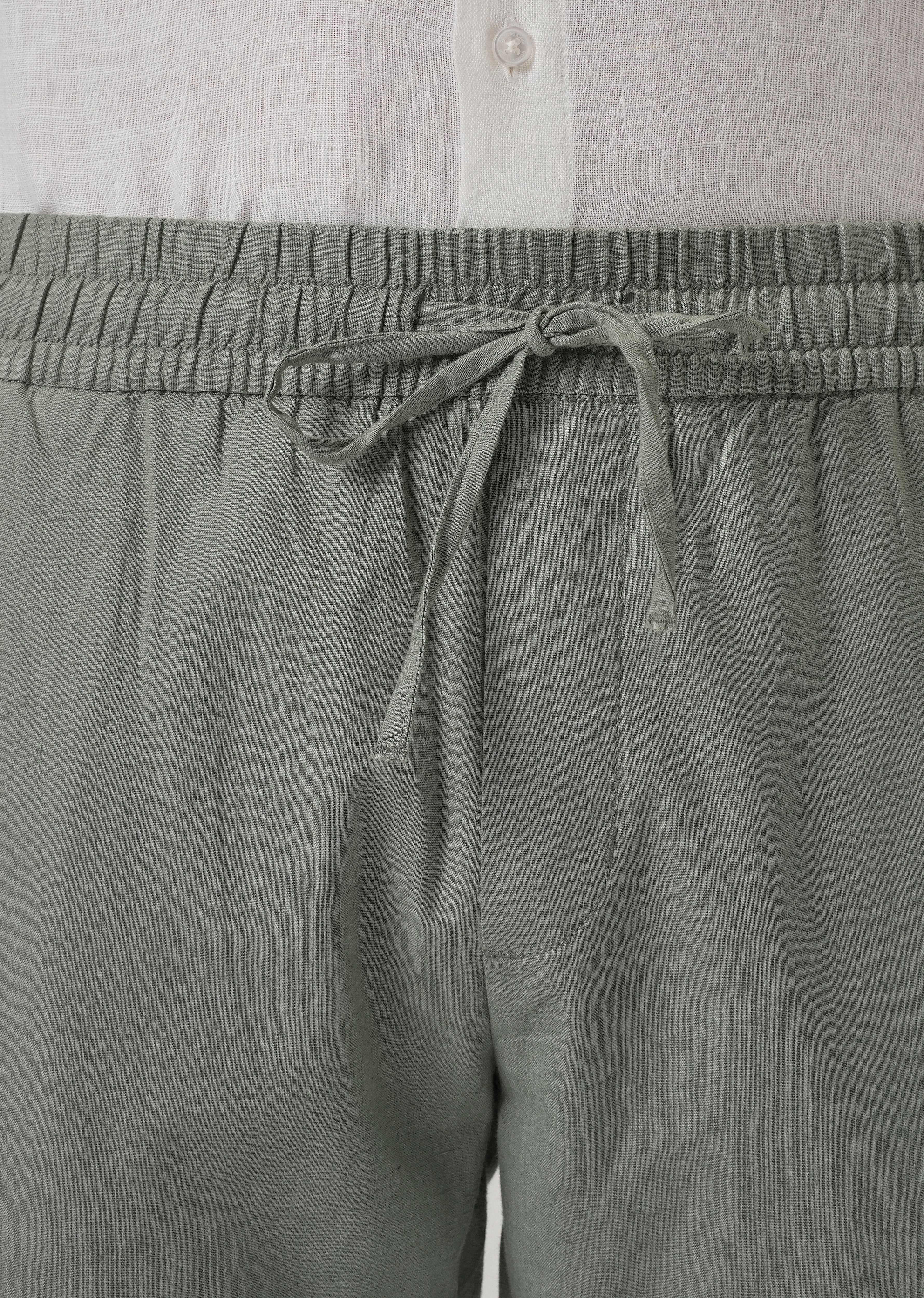Drawstring Olive Grey Linen Pant - Image 5